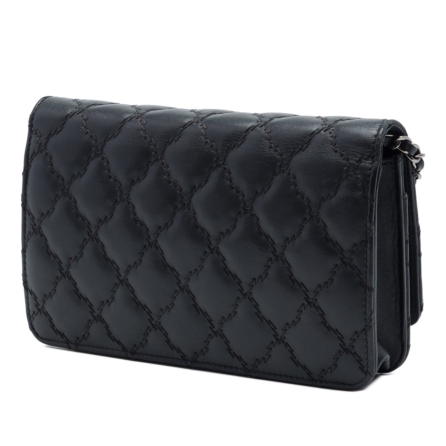 Chanel CC Quilted Calfskin Double Stitch Hamptons Wallet On Chain