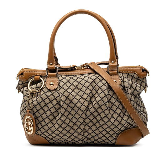 Gucci Diamante Canvas Sukey Satchel