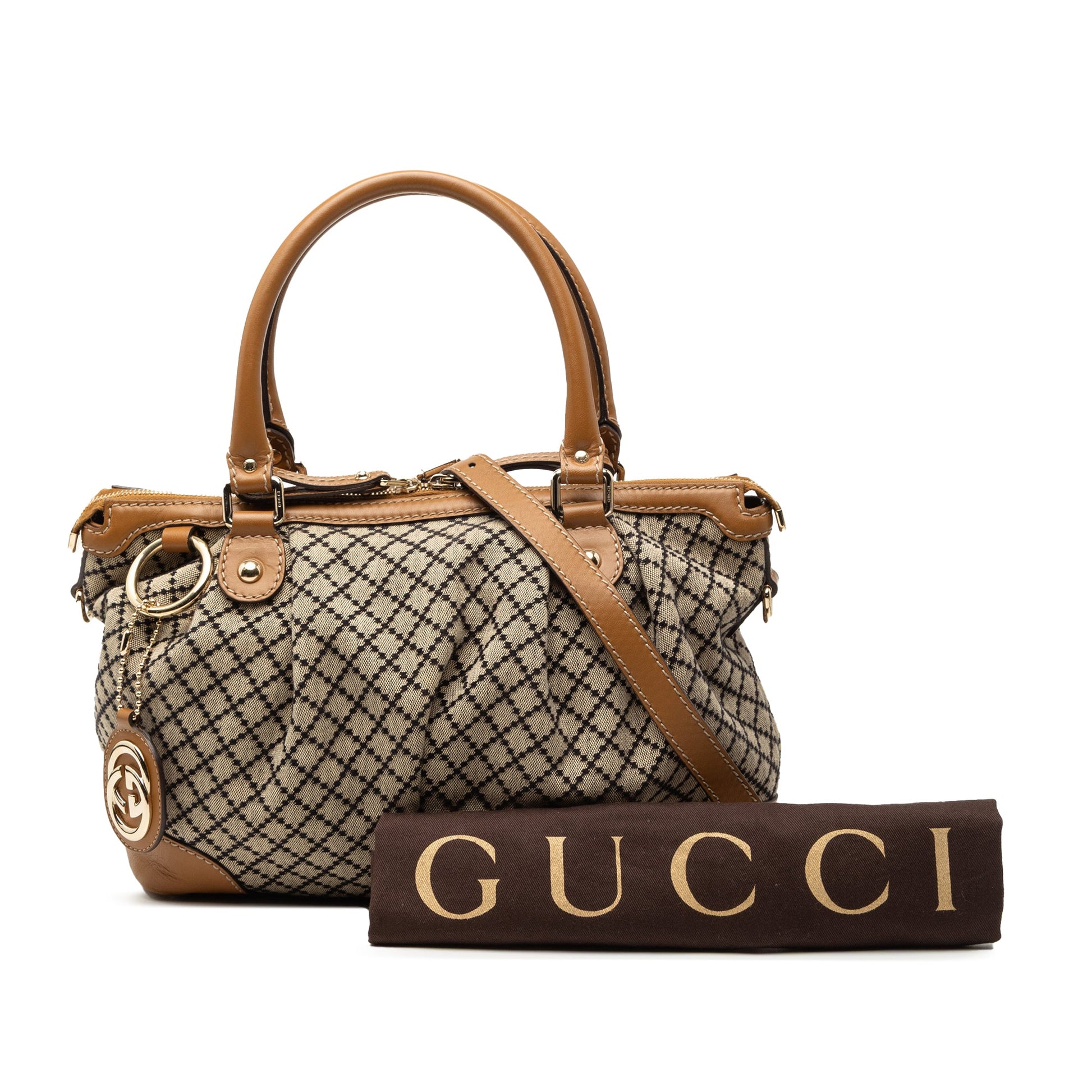 Gucci Diamante Canvas Sukey Satchel