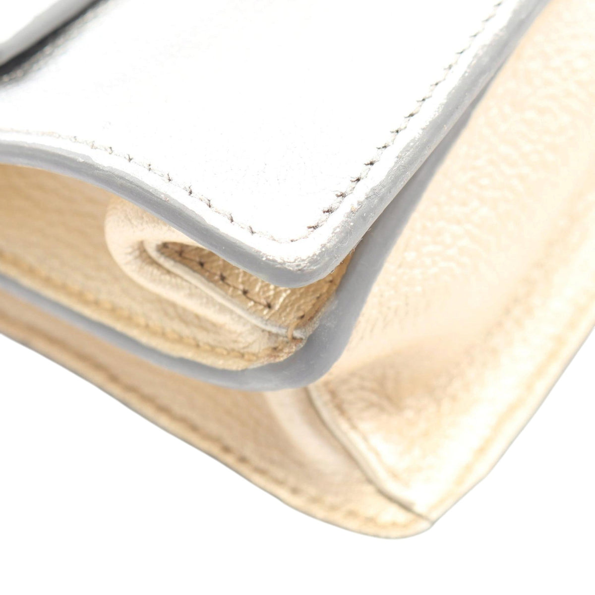 Miu Miu Metallic Goatskin Madras Crossbody — Silver