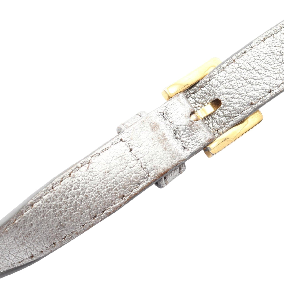Miu Miu Metallic Goatskin Madras Crossbody — Silver