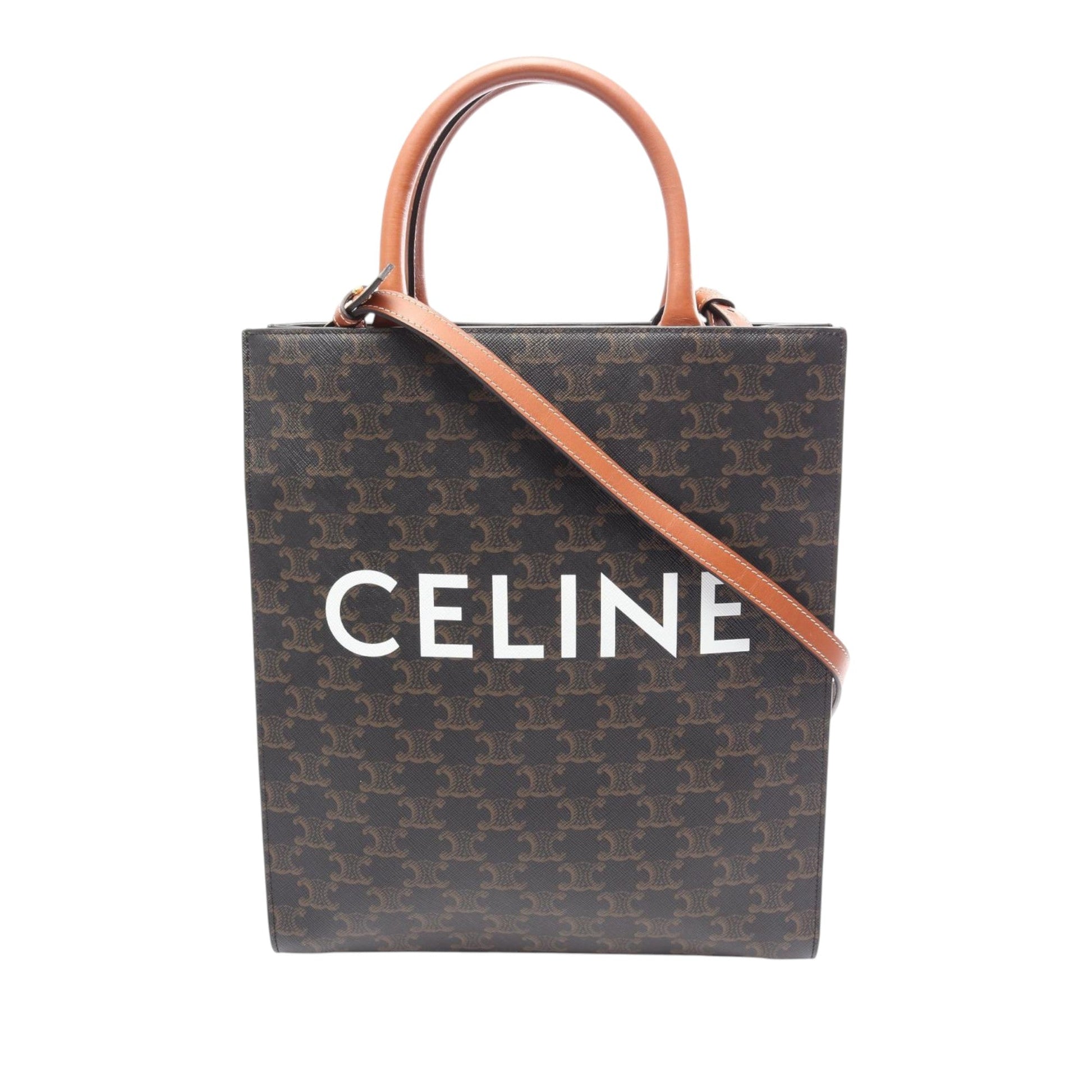Celine Small Triomphe Coated Canvas Vertical Cabas Tote