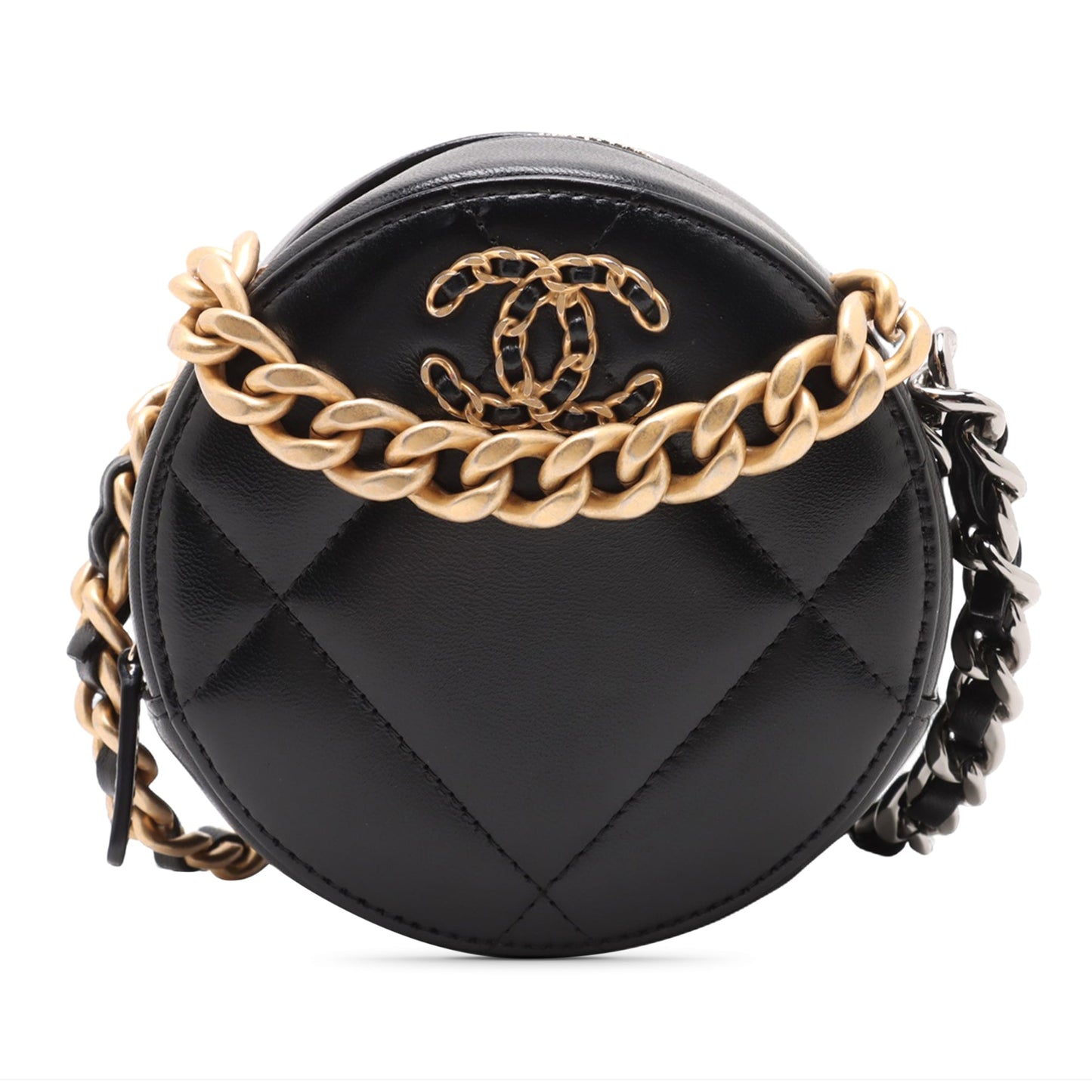Chanel Lambskin 19 Round Clutch with Chain