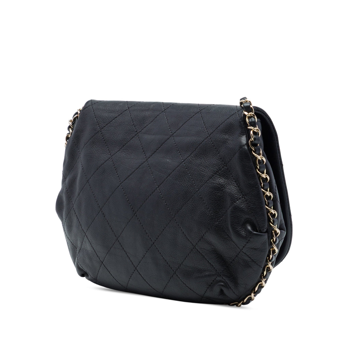 Chanel CC Quilted Calfskin Chain Around Saddle Flap
