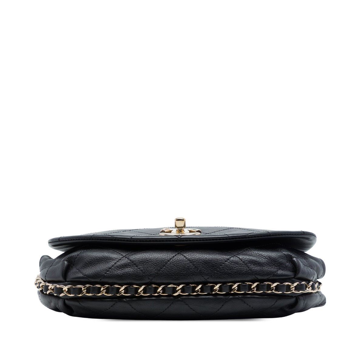 Chanel CC Quilted Calfskin Chain Around Saddle Flap