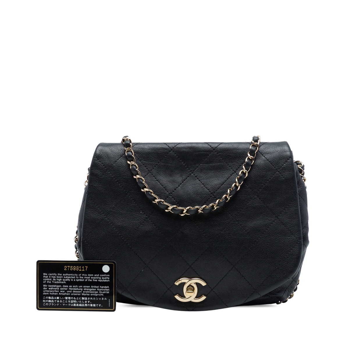 Chanel CC Quilted Calfskin Chain Around Saddle Flap