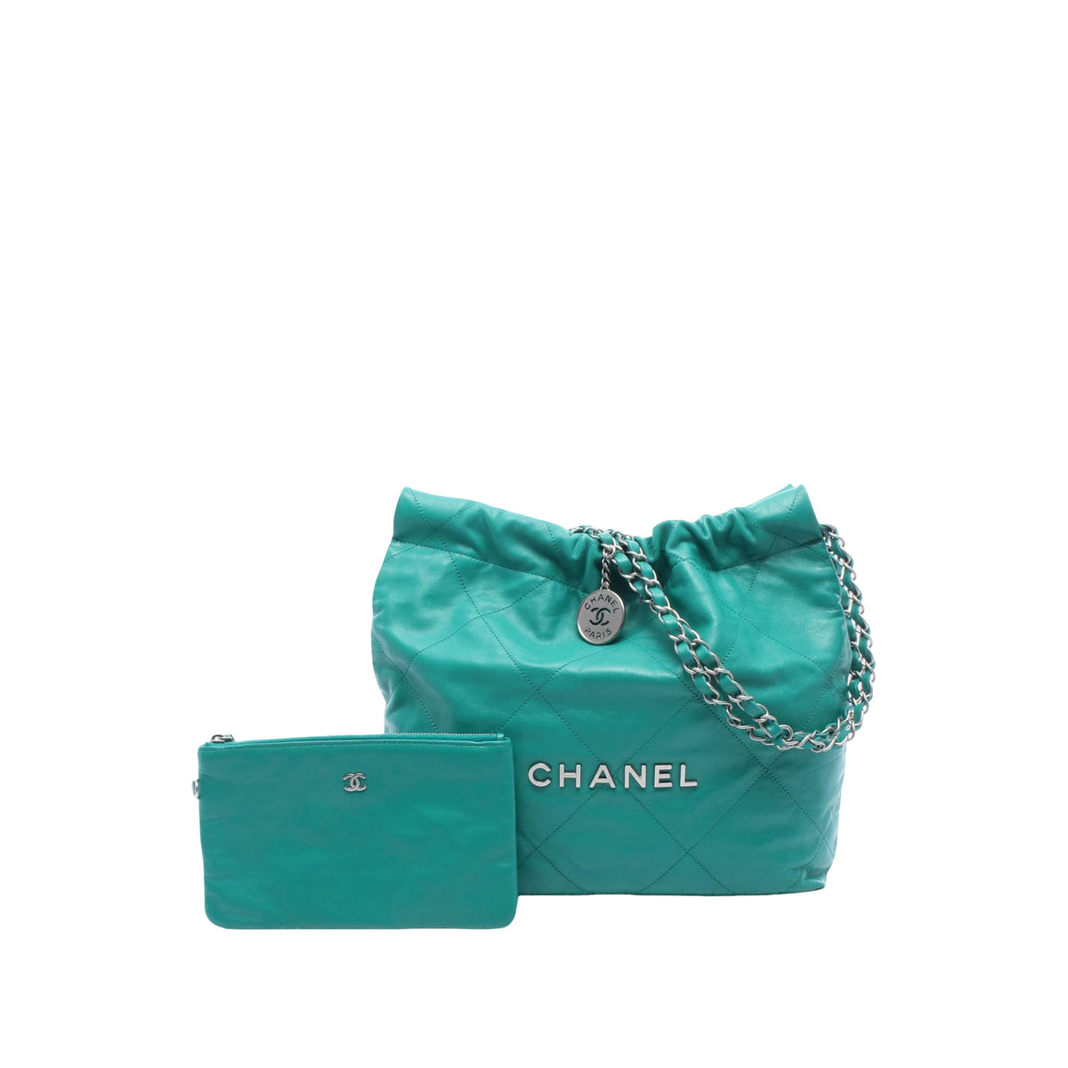Chanel Small Quilted Shiny Calfskin Chain 22 Handbag