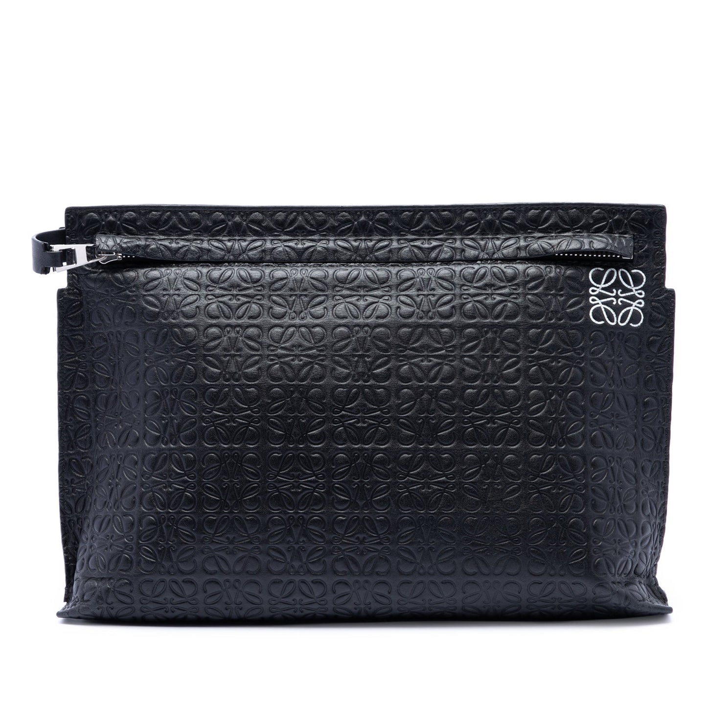 LOEWE Embossed Anagram Leather Repeat T Clutch