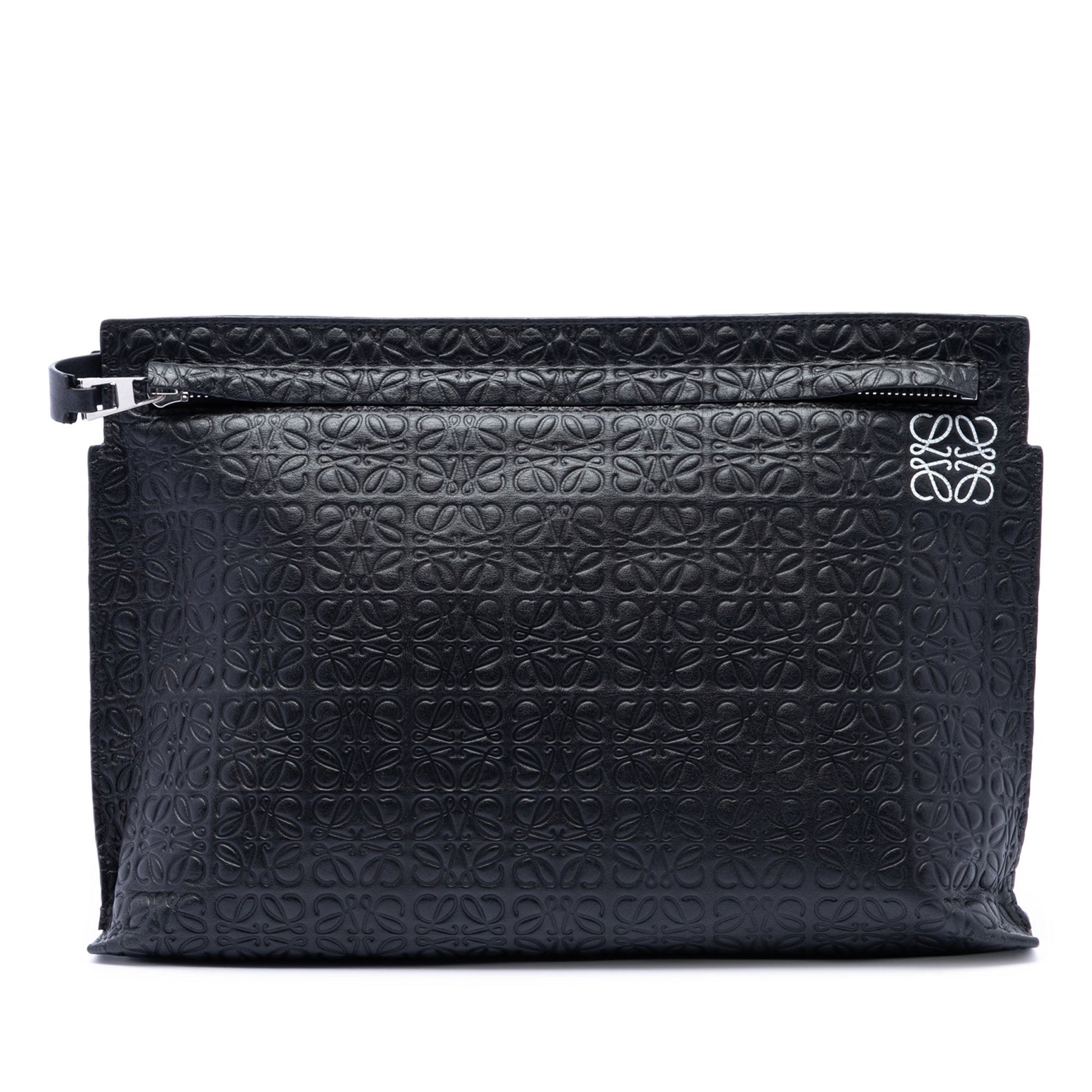 LOEWE Embossed Anagram Leather Repeat T Clutch