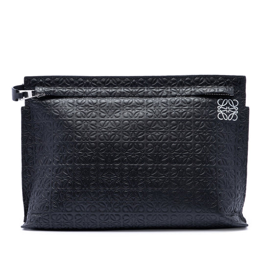 LOEWE Embossed Anagram Leather Repeat T Clutch