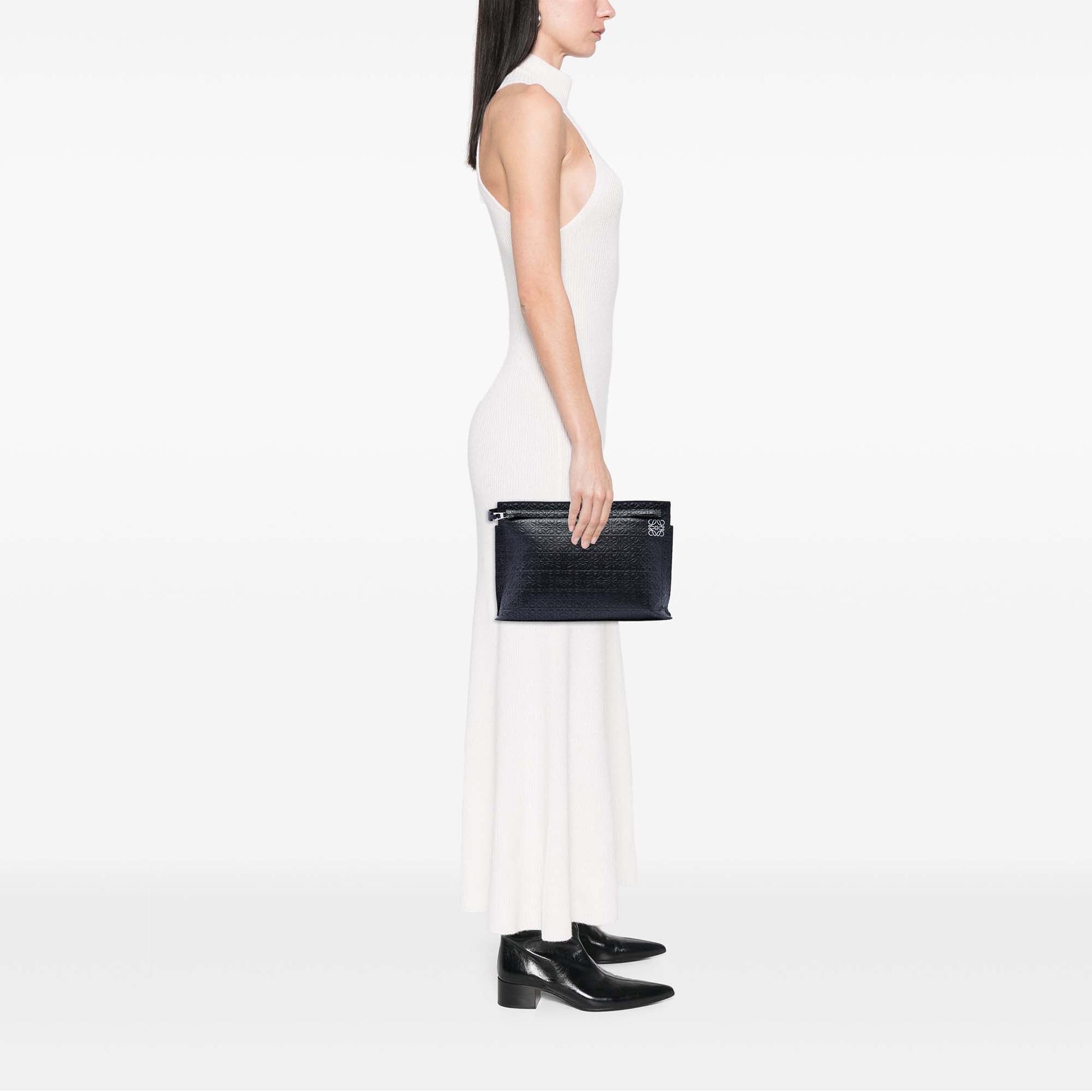 LOEWE Embossed Anagram Leather Repeat T Clutch