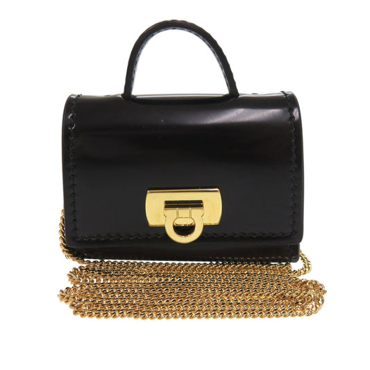 Ferragamo Smooth Calfskin Gancini Top Handle AirPods Case with Chain