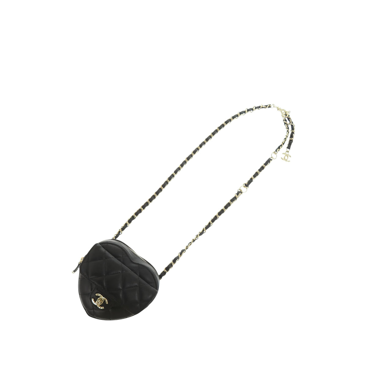Chanel Mini Lambskin CC in Love Heart Belt Bag — Black