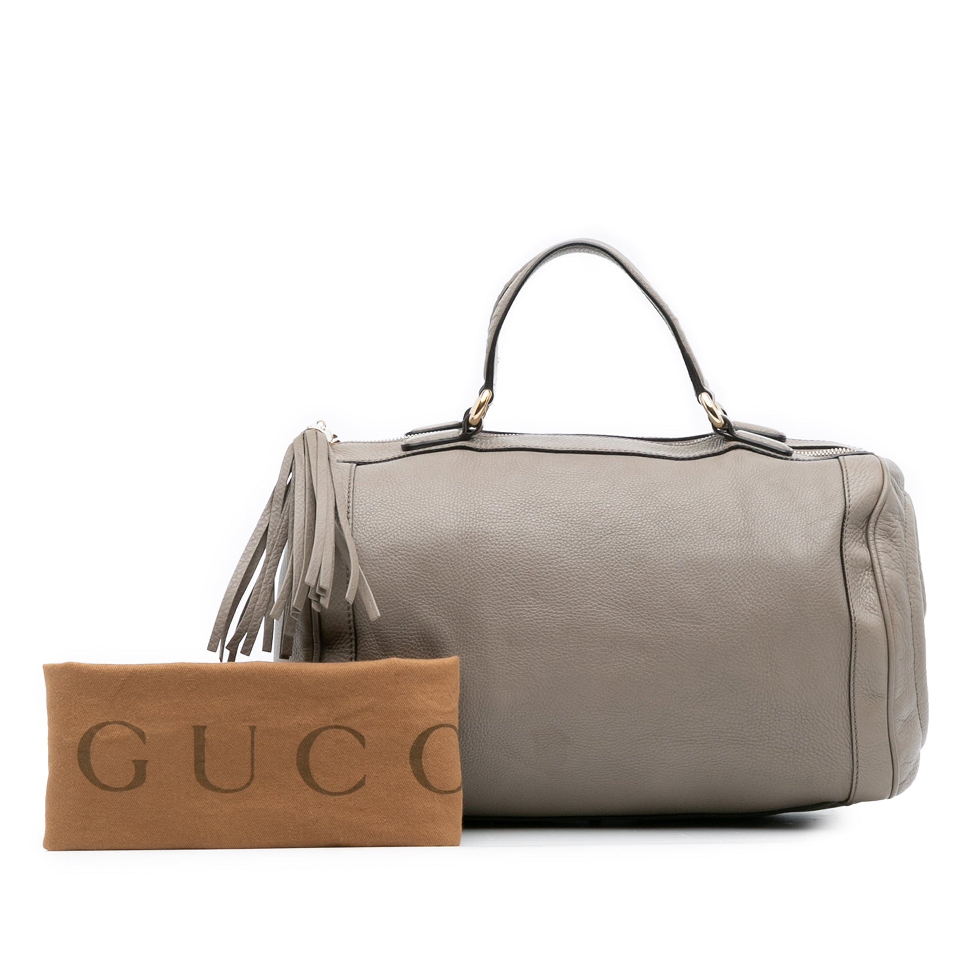 Gucci Medium Pebbled Calfskin Soho Boston Bag