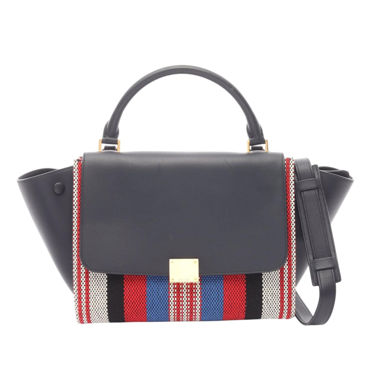 Celine Small Multicolor Canvas and Leather Trapeze Satchel