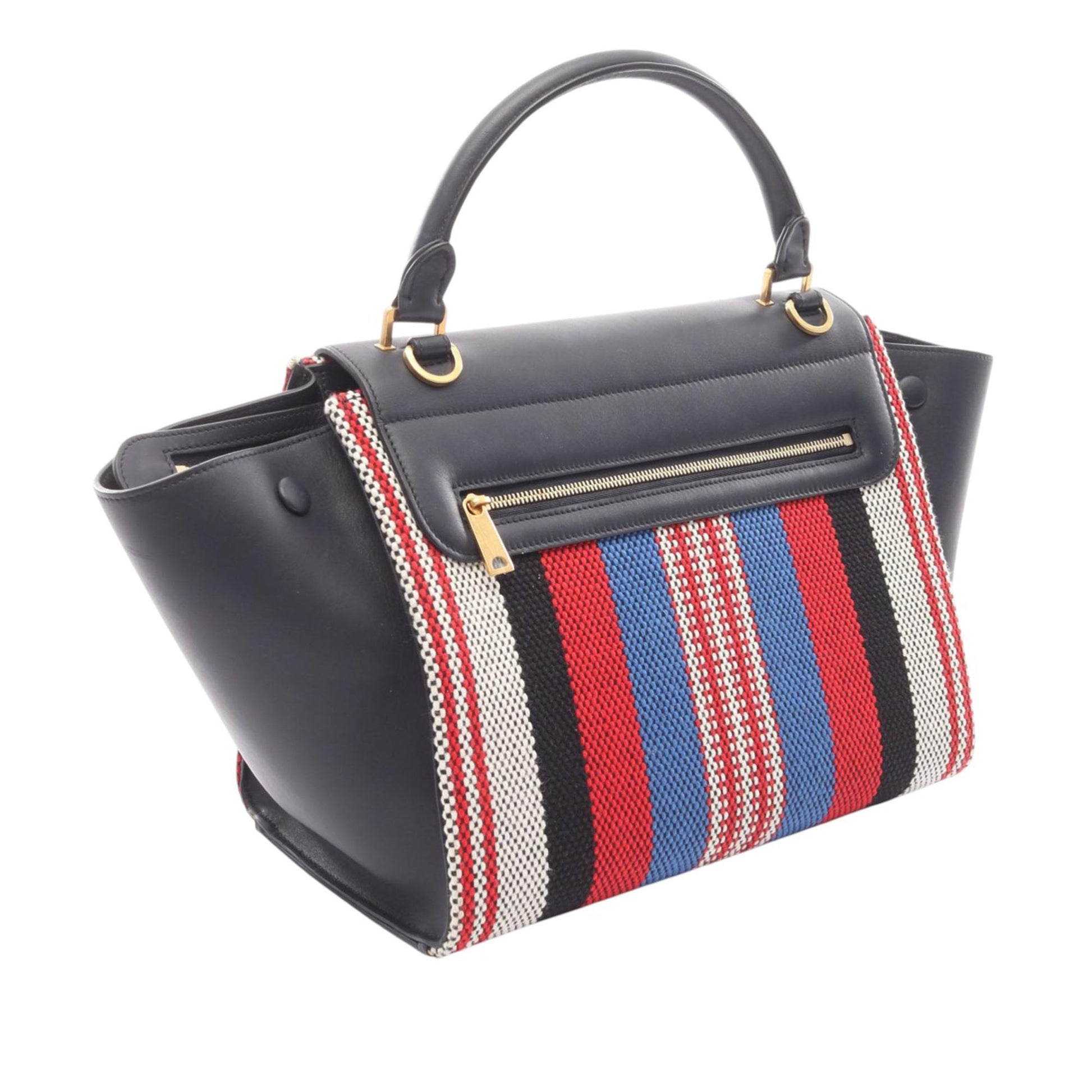 Celine Small Multicolor Canvas and Leather Trapeze Satchel