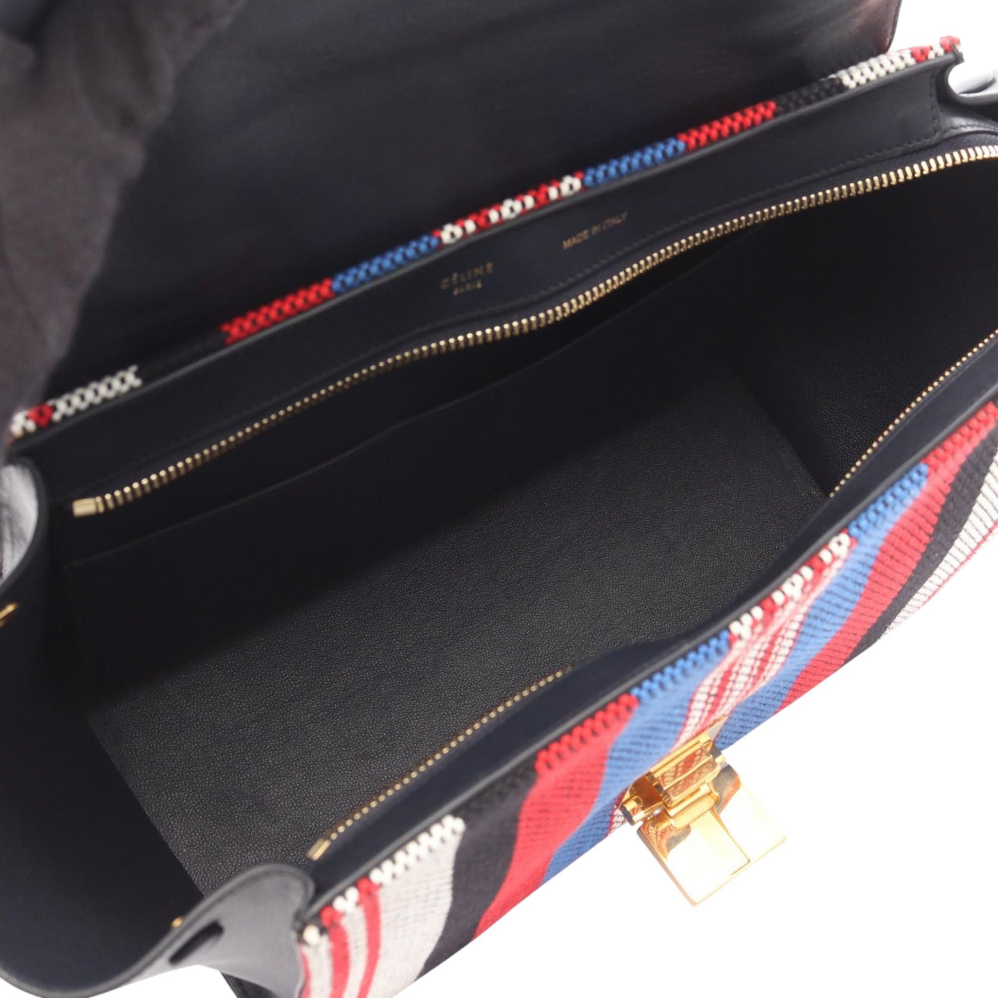 Celine Small Multicolor Canvas and Leather Trapeze Satchel
