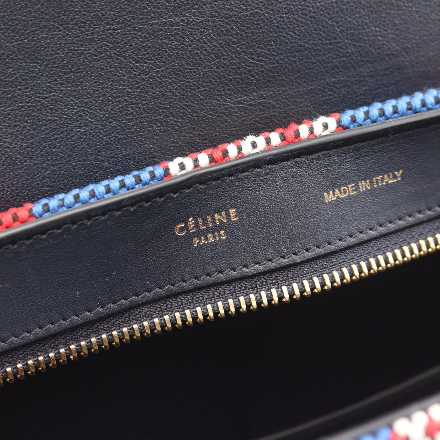 Celine Small Multicolor Canvas and Leather Trapeze Satchel