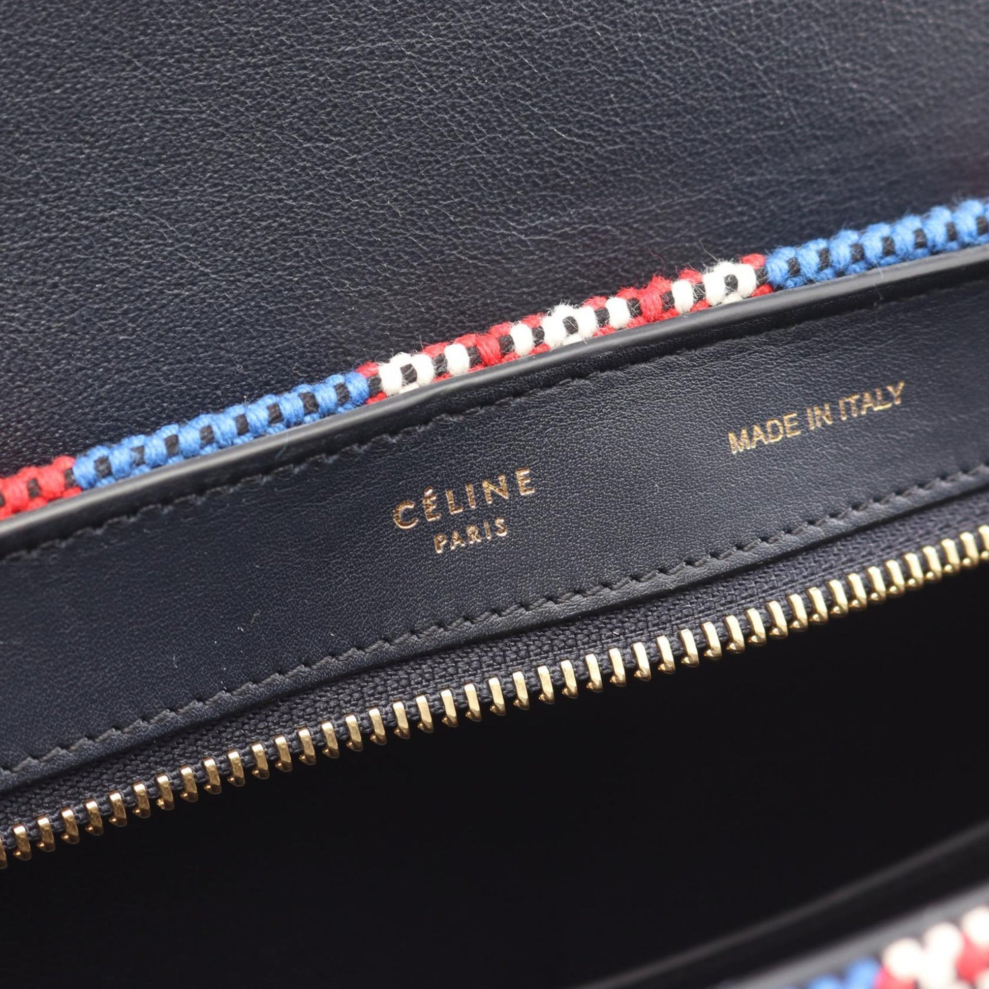 Celine Small Multicolor Canvas and Leather Trapeze Satchel