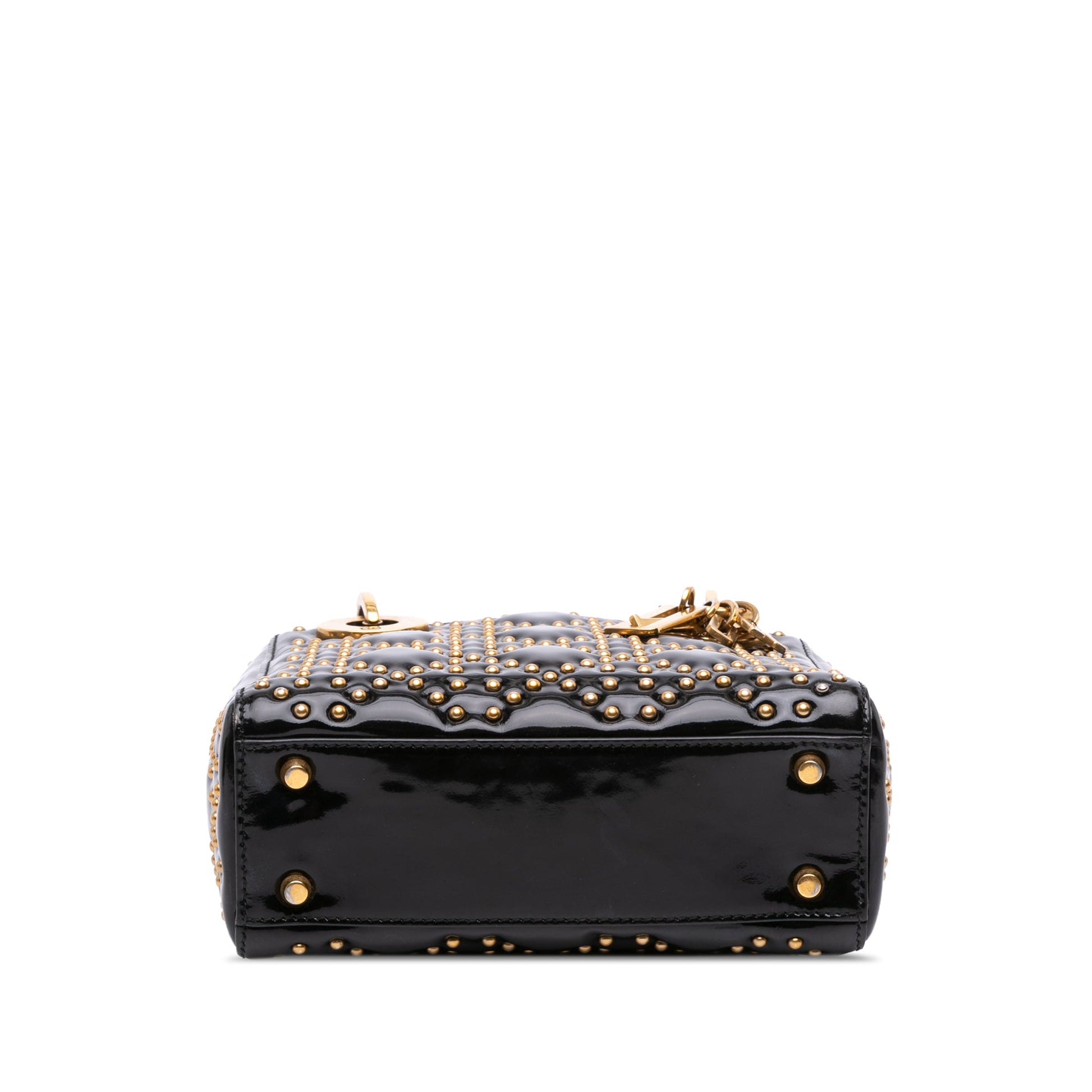 Dior Mini Patent Cannage Studded Supple Lady Dior