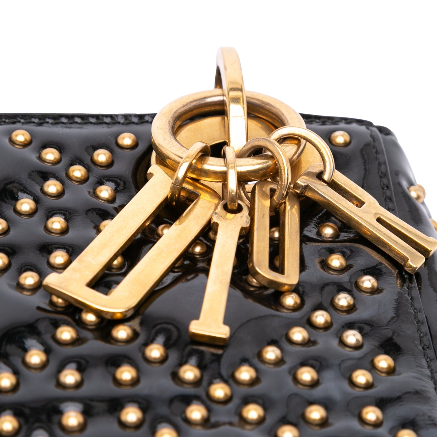 Dior Mini Patent Cannage Studded Supple Lady Dior