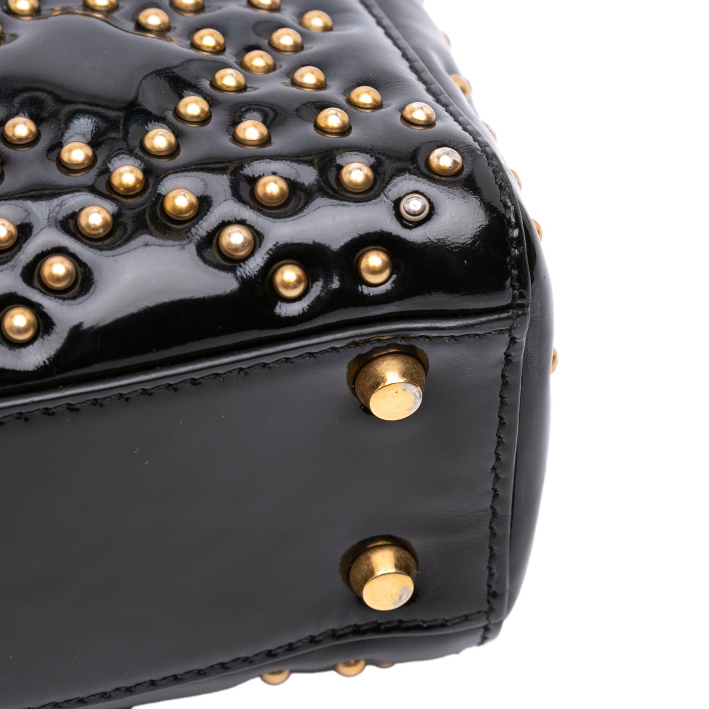 Dior Mini Patent Cannage Studded Supple Lady Dior