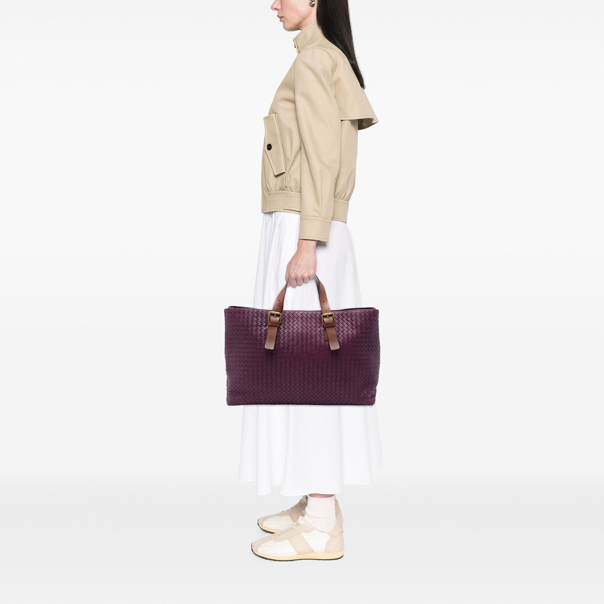 Bottega Veneta Bicolor Nappa Intrecciato Belt Strap Tote