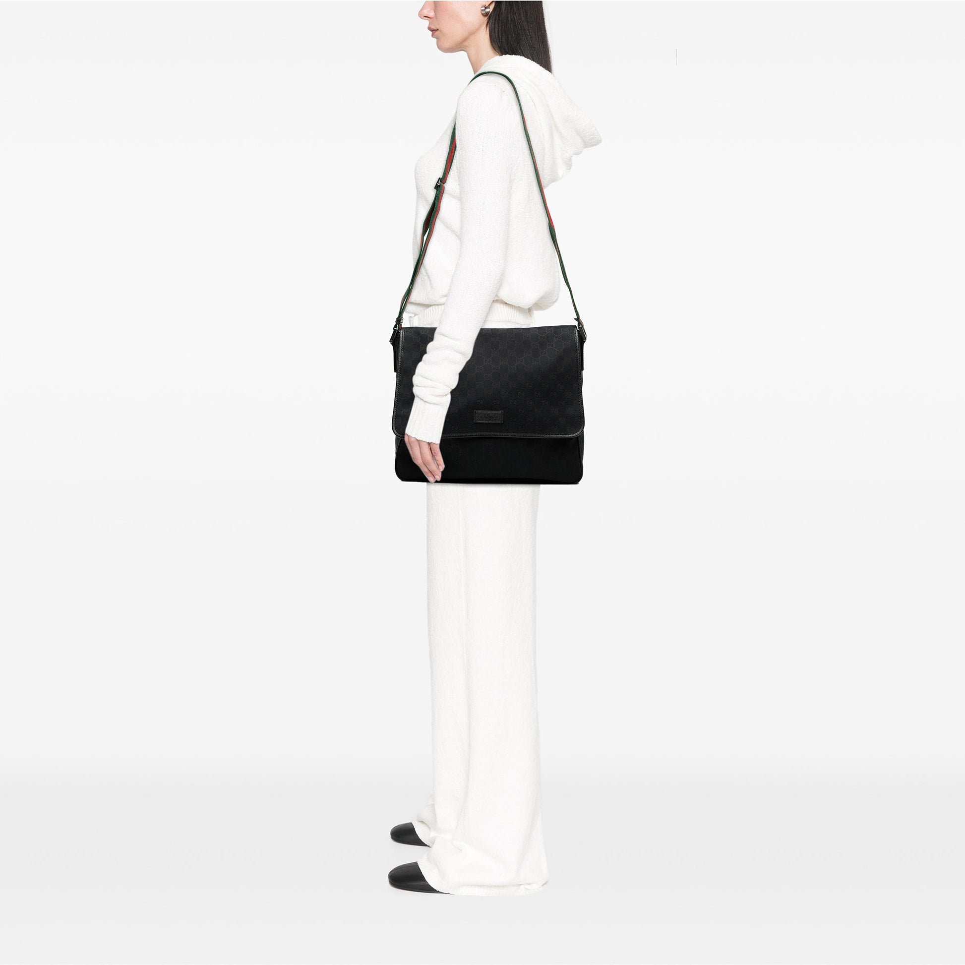 Gucci GG Canvas Web Flap Messenger Bag