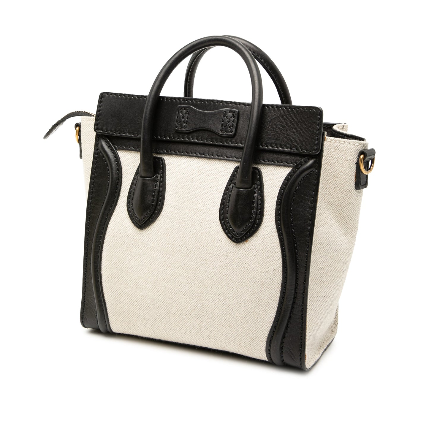 Celine Nano Bicolor Canvas and Leather Luggage Tote