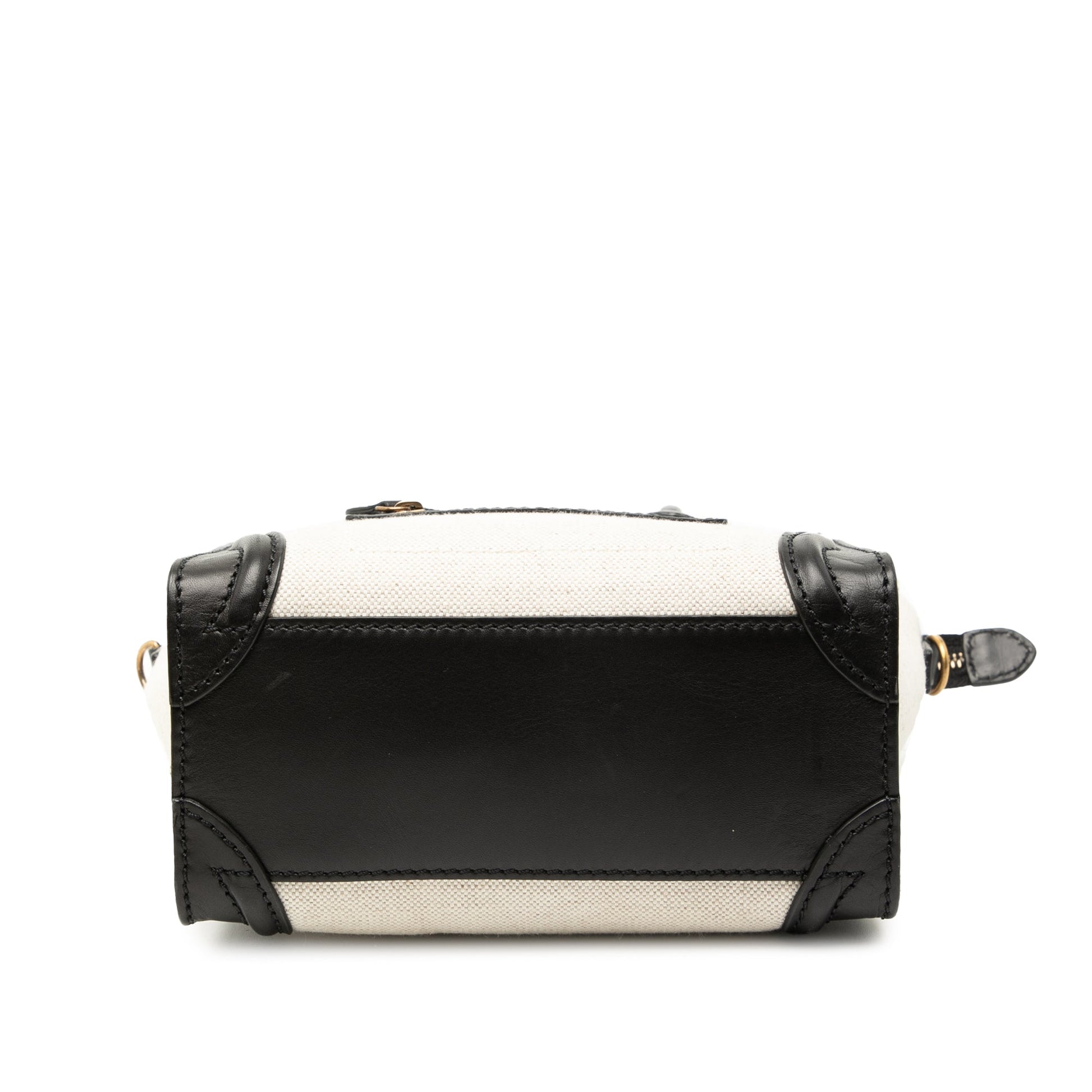 Celine Nano Bicolor Canvas and Leather Luggage Tote