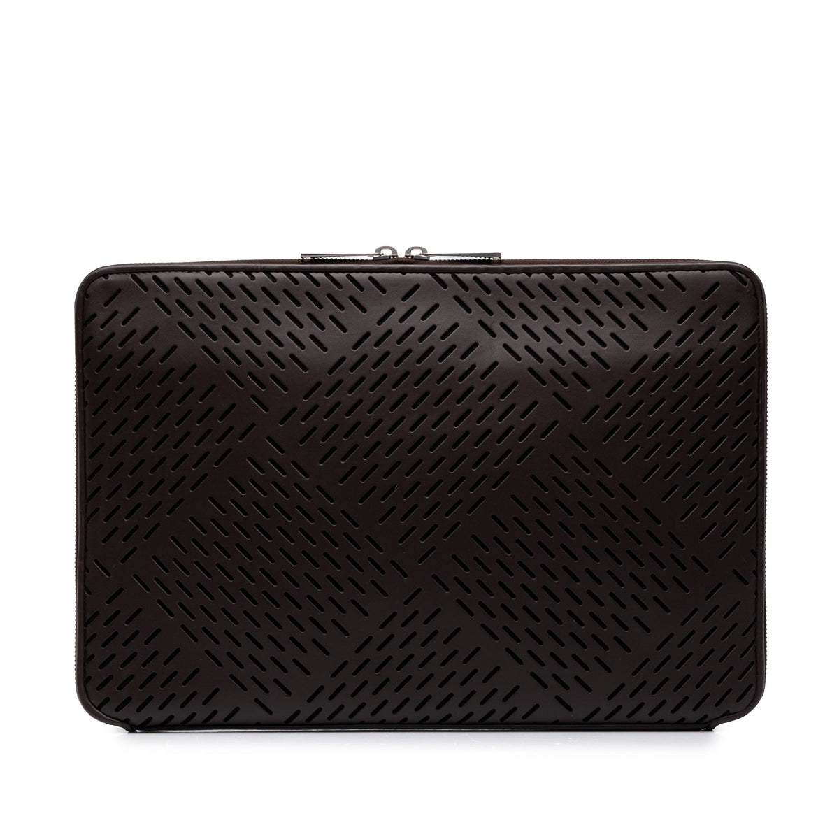 Bottega Veneta Perforated Leather Clutch — Brown