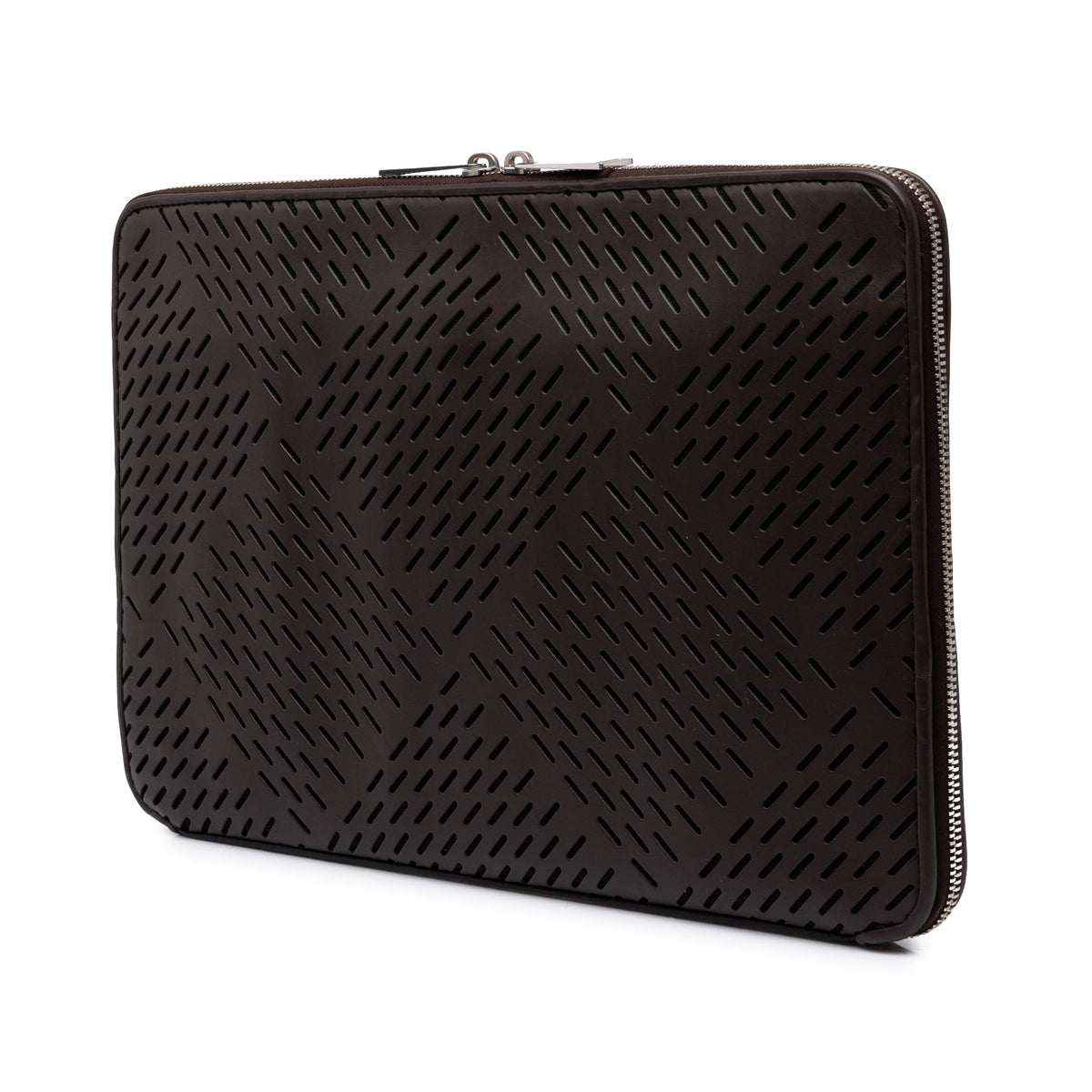 Bottega Veneta Perforated Leather Clutch — Brown