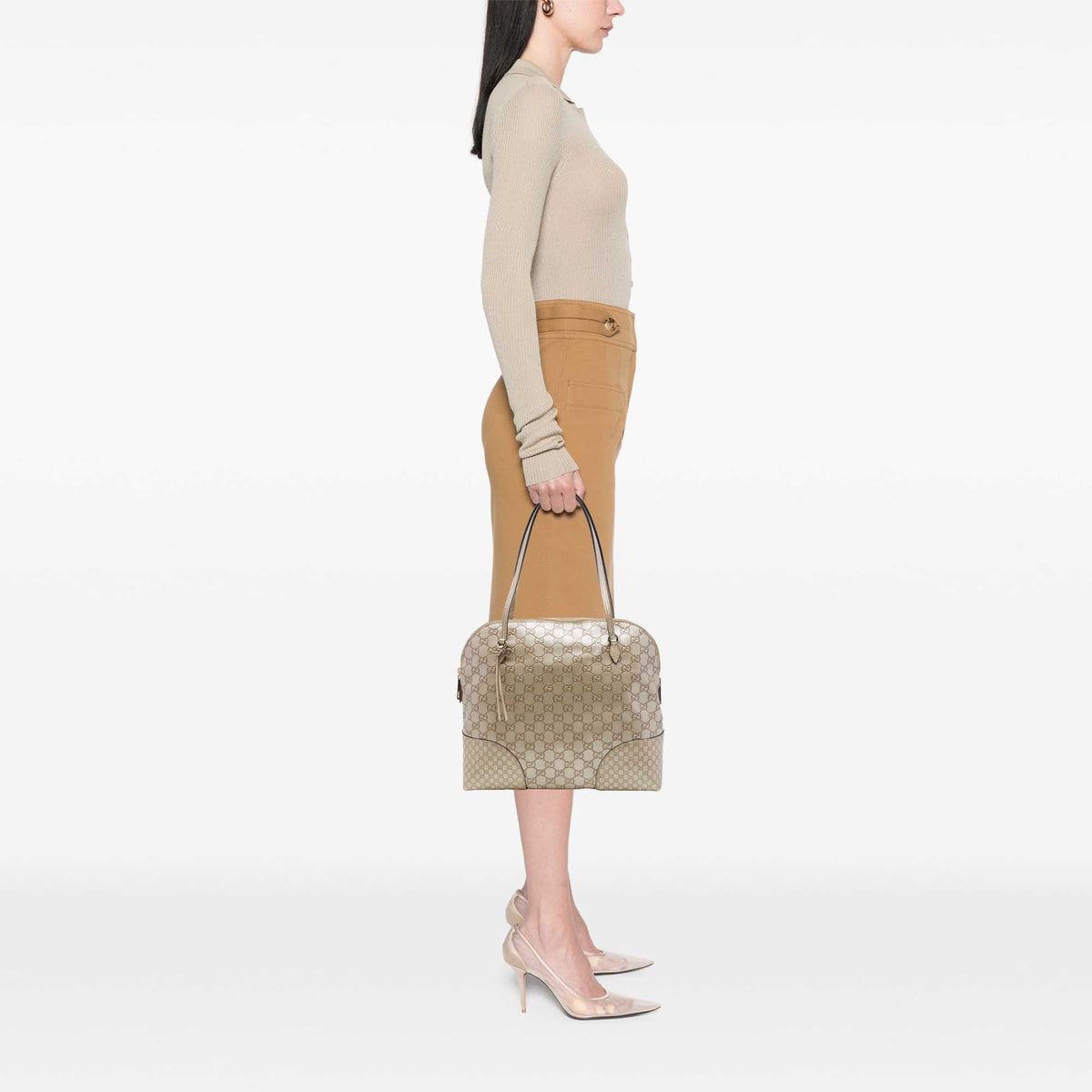 Gucci Medium Guccissima Bree Dome Tote — Gold