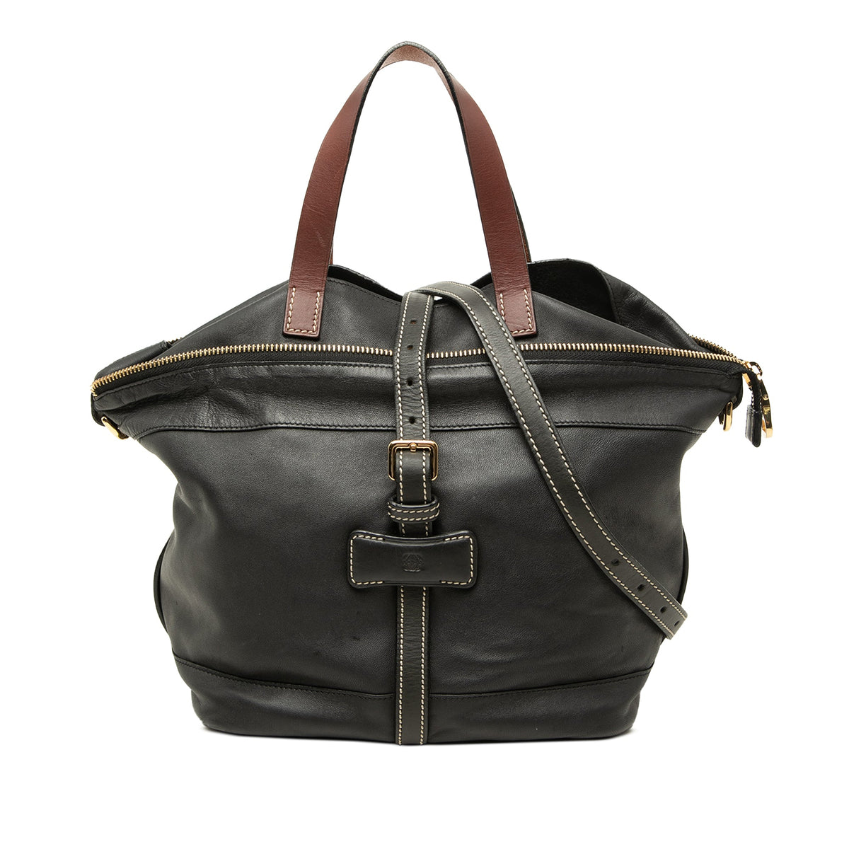 LOEWE Leather Convertible Tote — Black