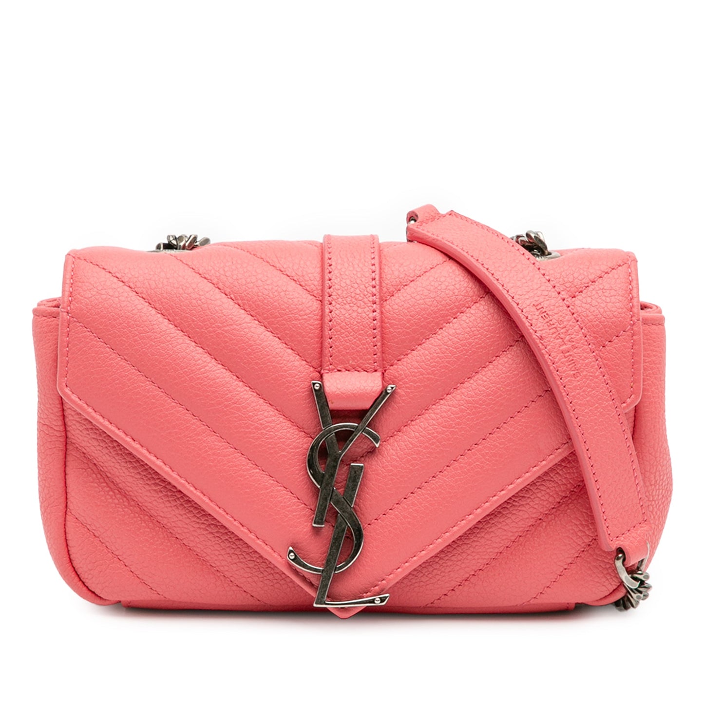 Baby Grained Calfskin Chevron Classic Monogram Chain Bag