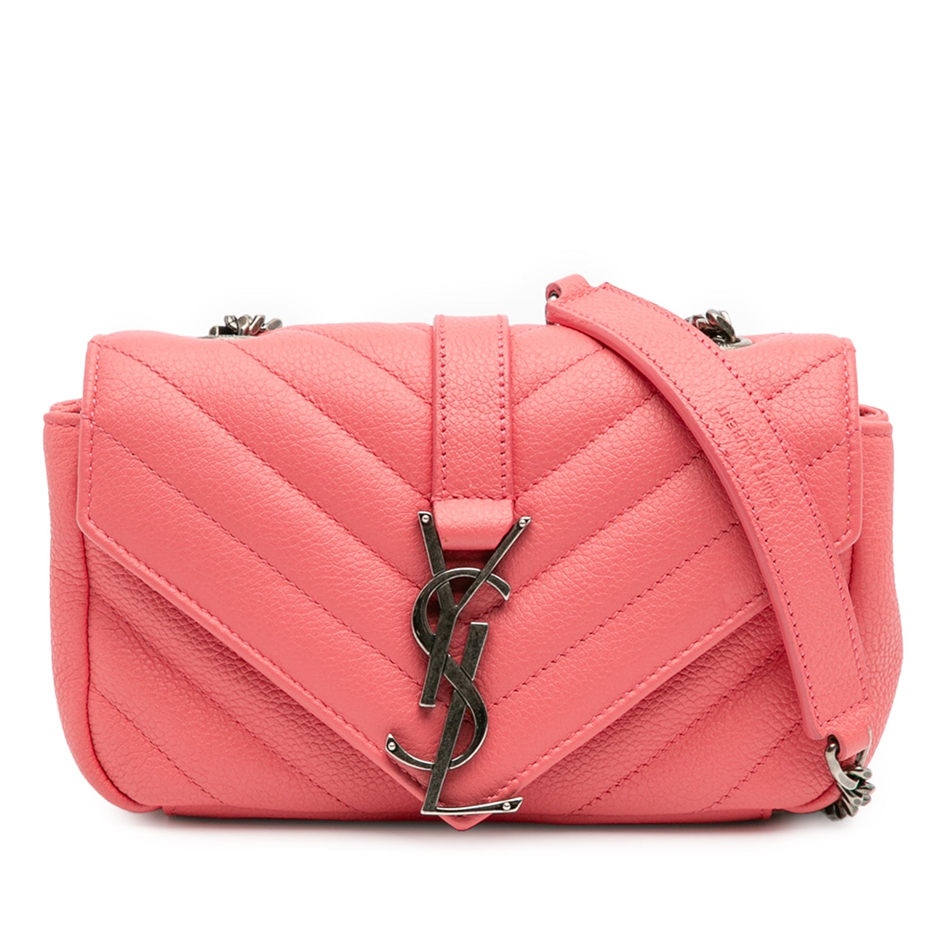 Baby Grained Calfskin Chevron Classic Monogram Chain Bag