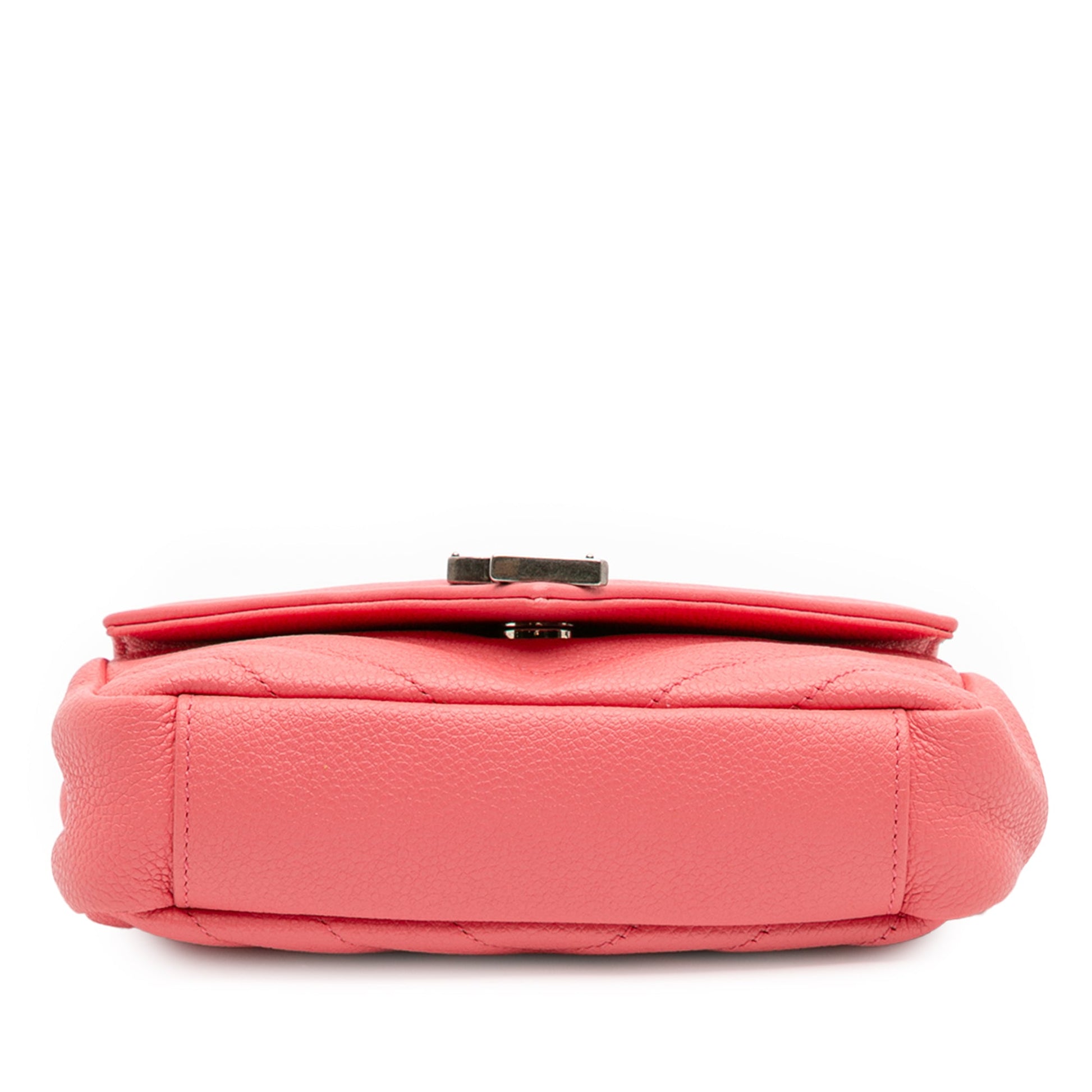 Baby Grained Calfskin Chevron Classic Monogram Chain Bag