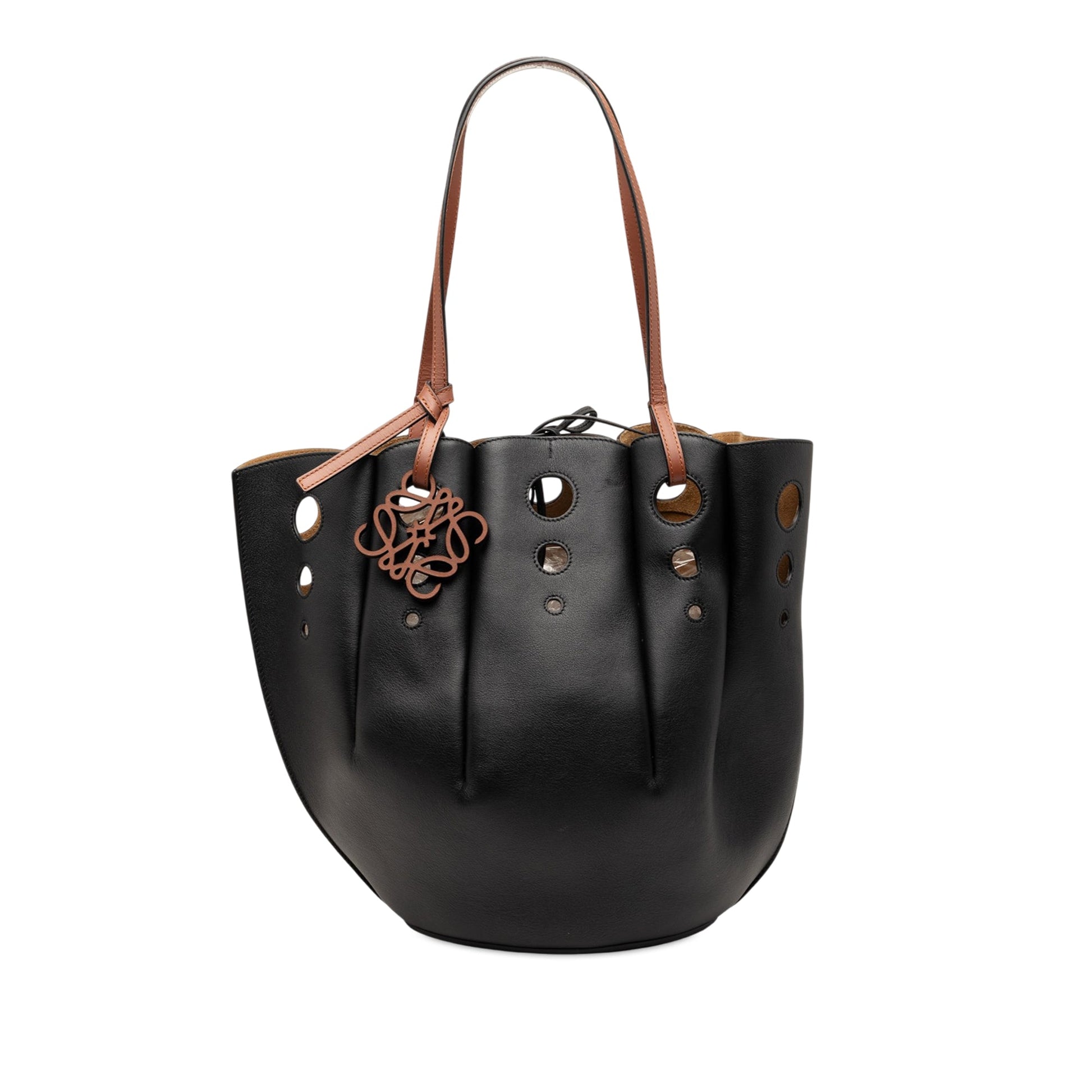 LOEWE Paulas Ibiza Perforated Leather Shell Basket Tote