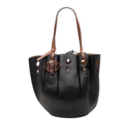 LOEWE Paulas Ibiza Perforated Leather Shell Basket Tote