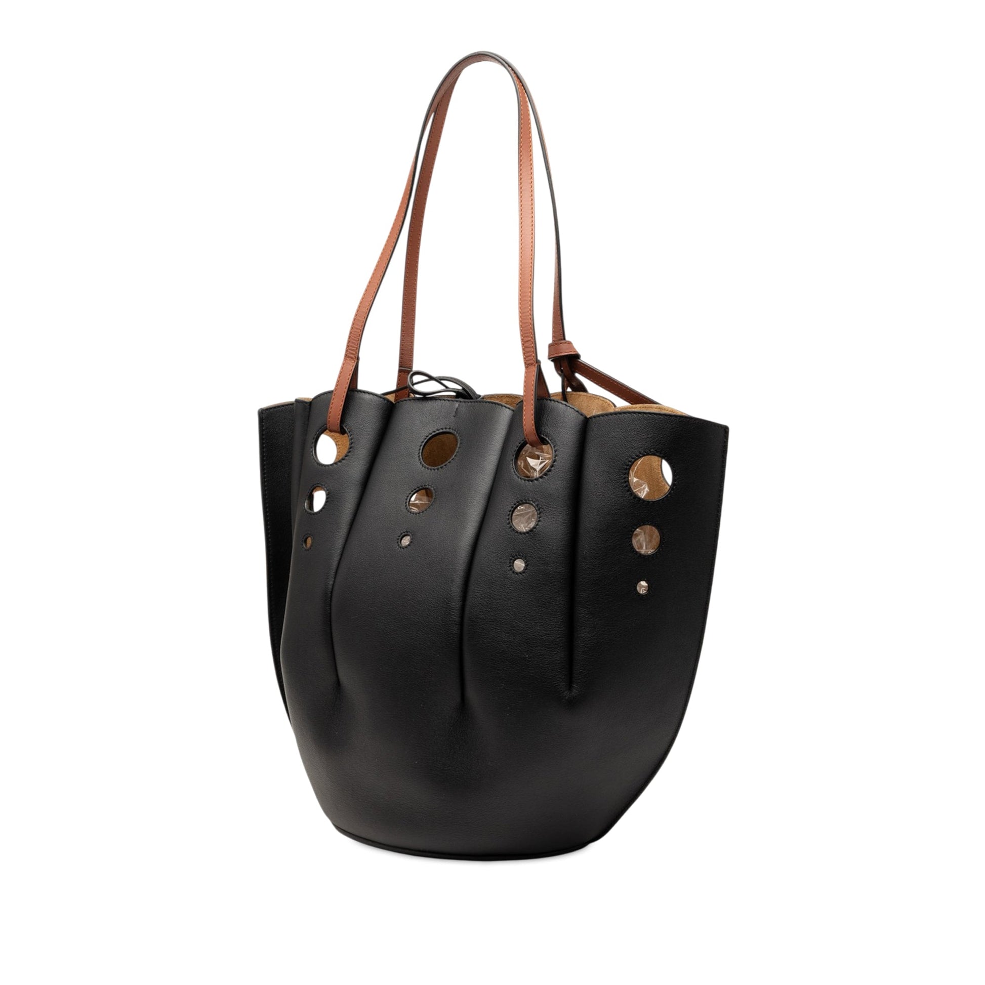 LOEWE Paulas Ibiza Perforated Leather Shell Basket Tote