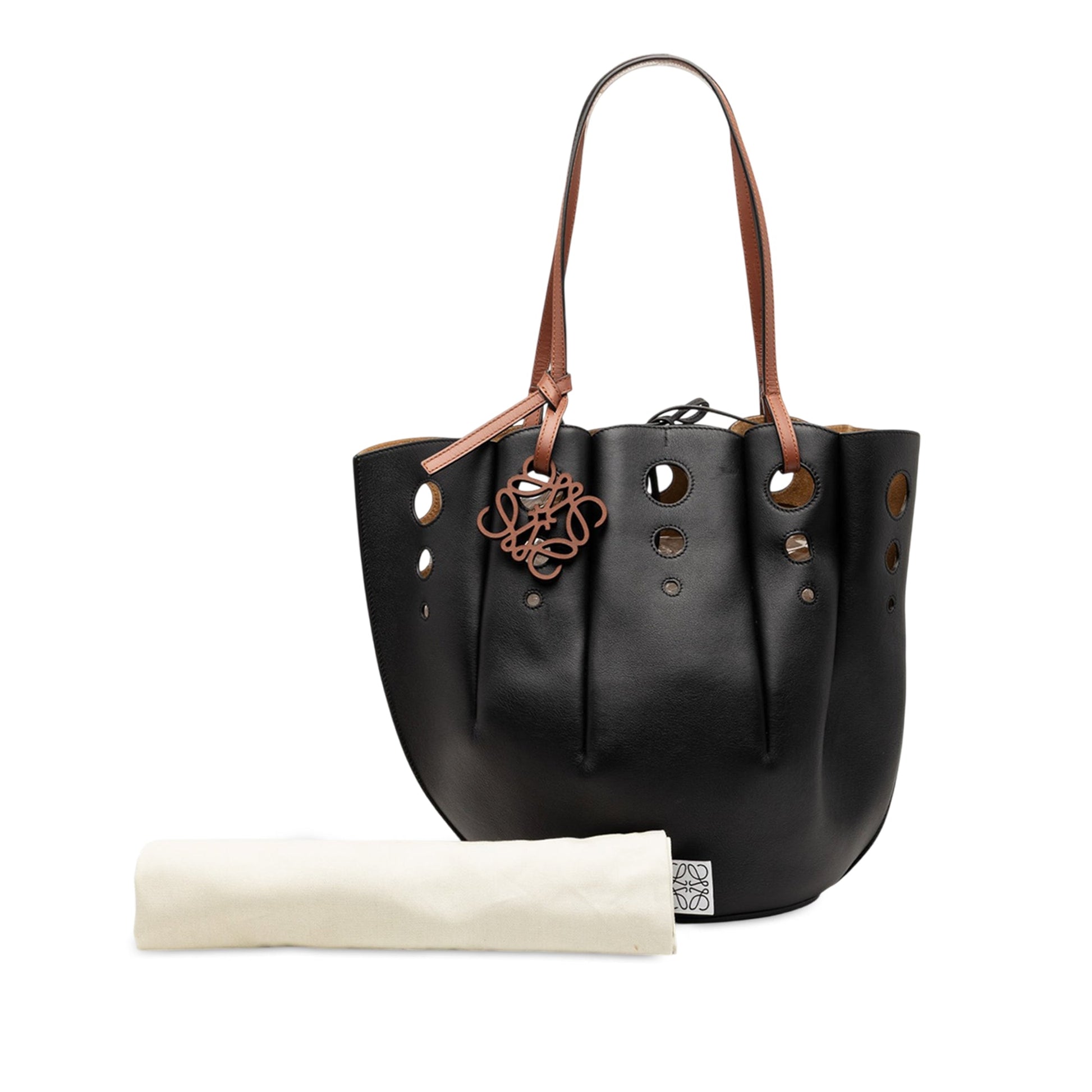 LOEWE Paulas Ibiza Perforated Leather Shell Basket Tote