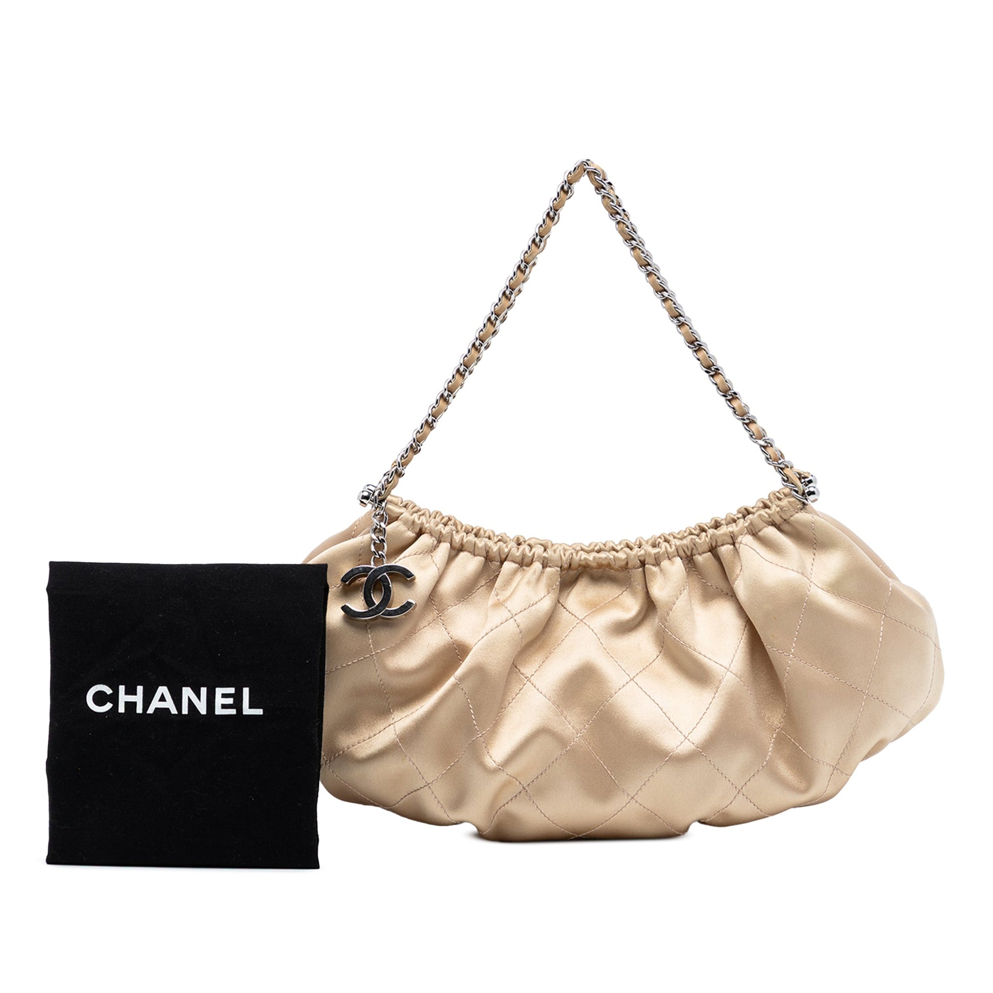 Quilted Satin CC Charm Handbag