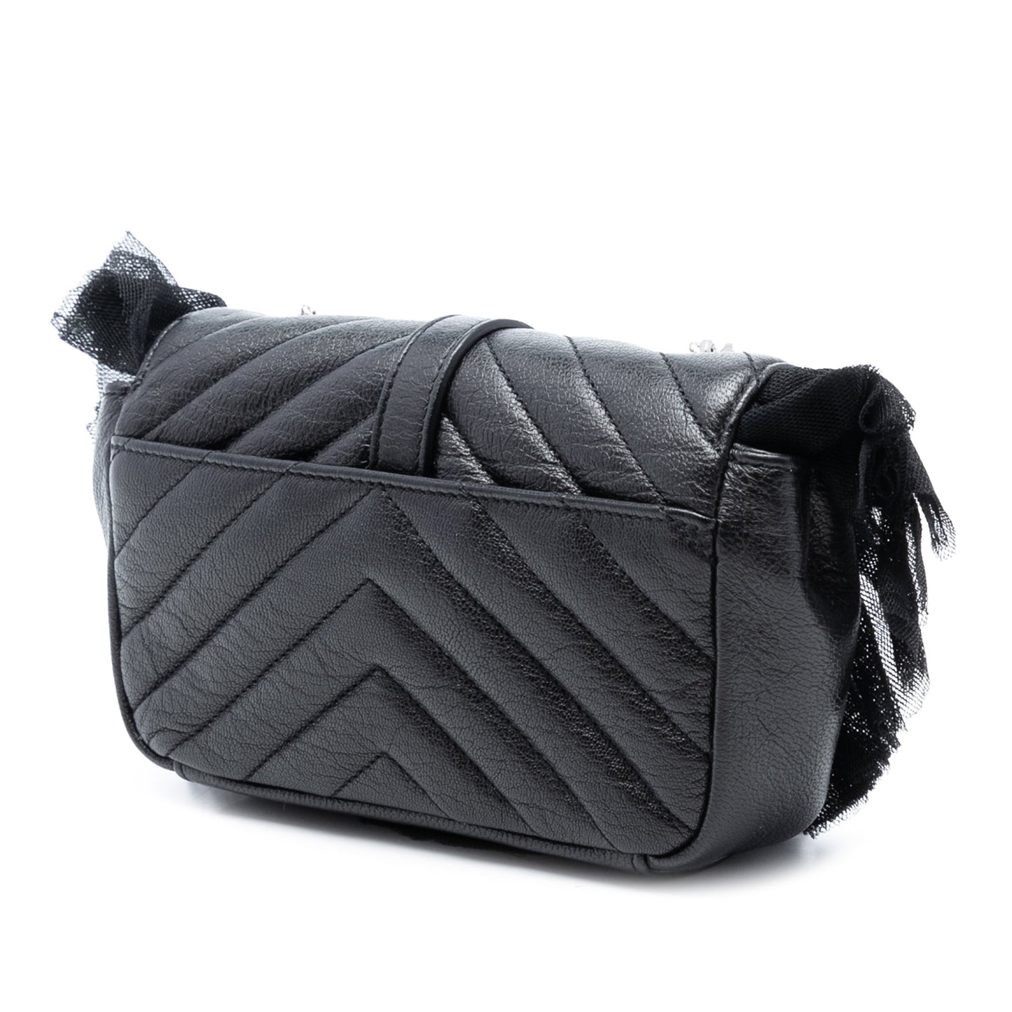 Saint Laurent Baby Goatskin Tulle Chevron Monogram Classic Punk Chain Bag