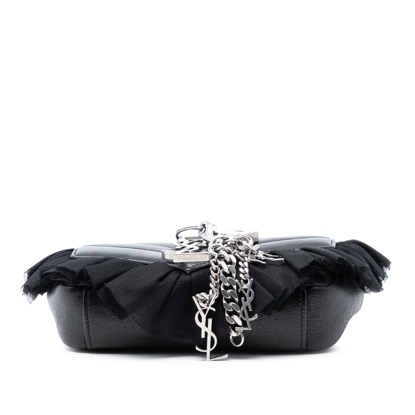 Saint Laurent Baby Goatskin Tulle Chevron Monogram Classic Punk Chain Bag