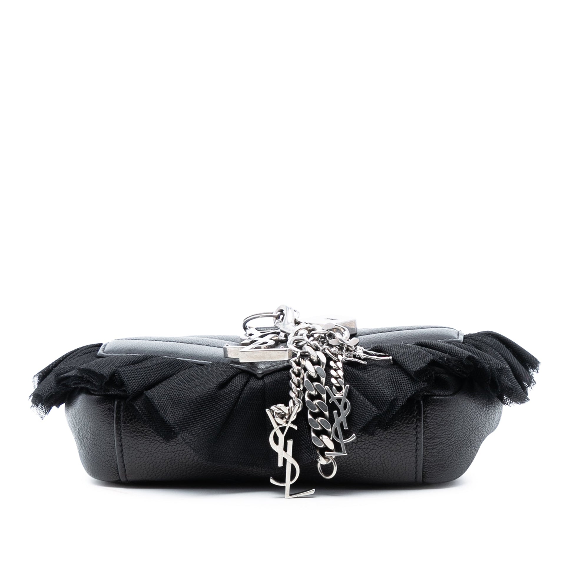 Saint Laurent Baby Goatskin Tulle Chevron Monogram Classic Punk Chain Bag