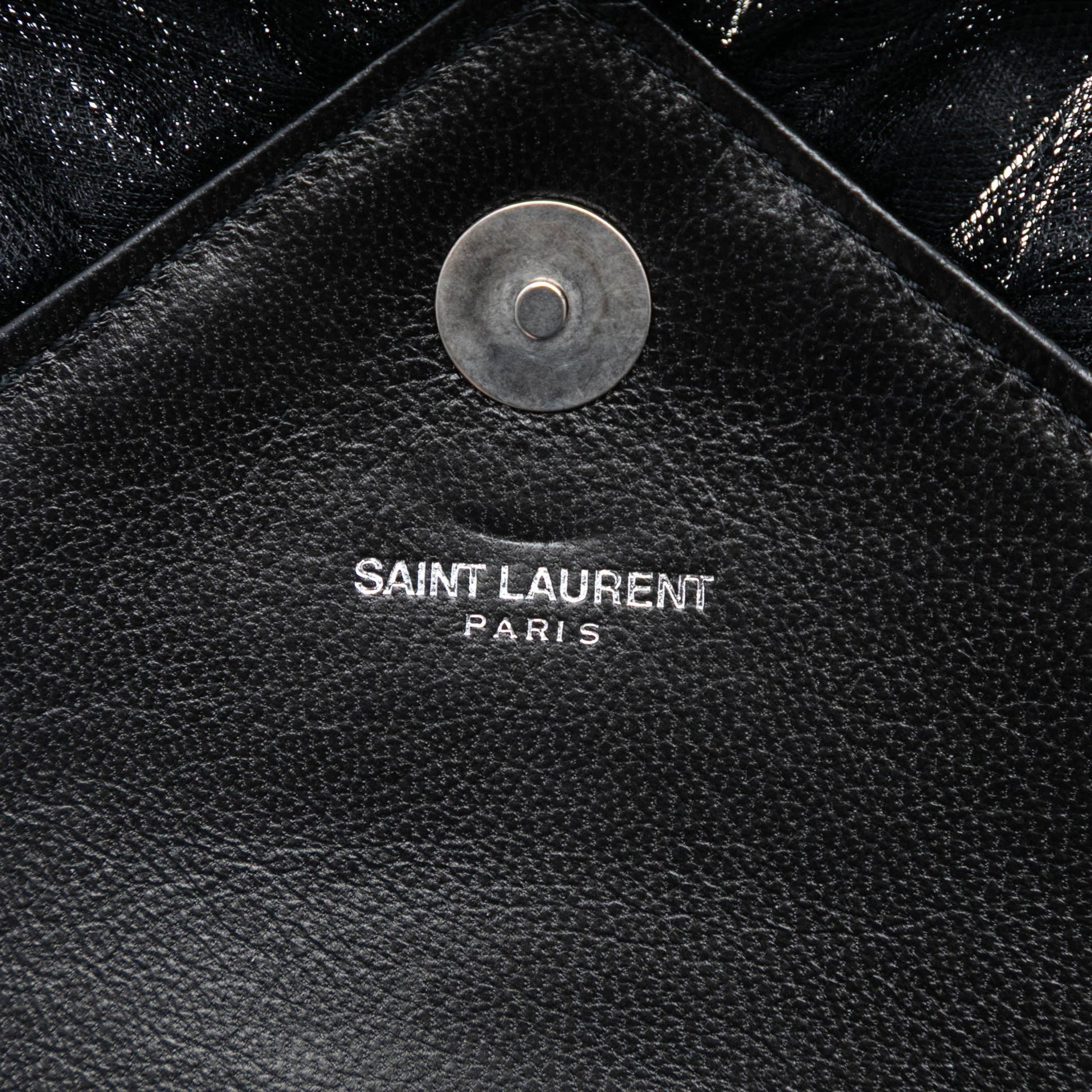 Saint Laurent Baby Goatskin Tulle Chevron Monogram Classic Punk Chain Bag