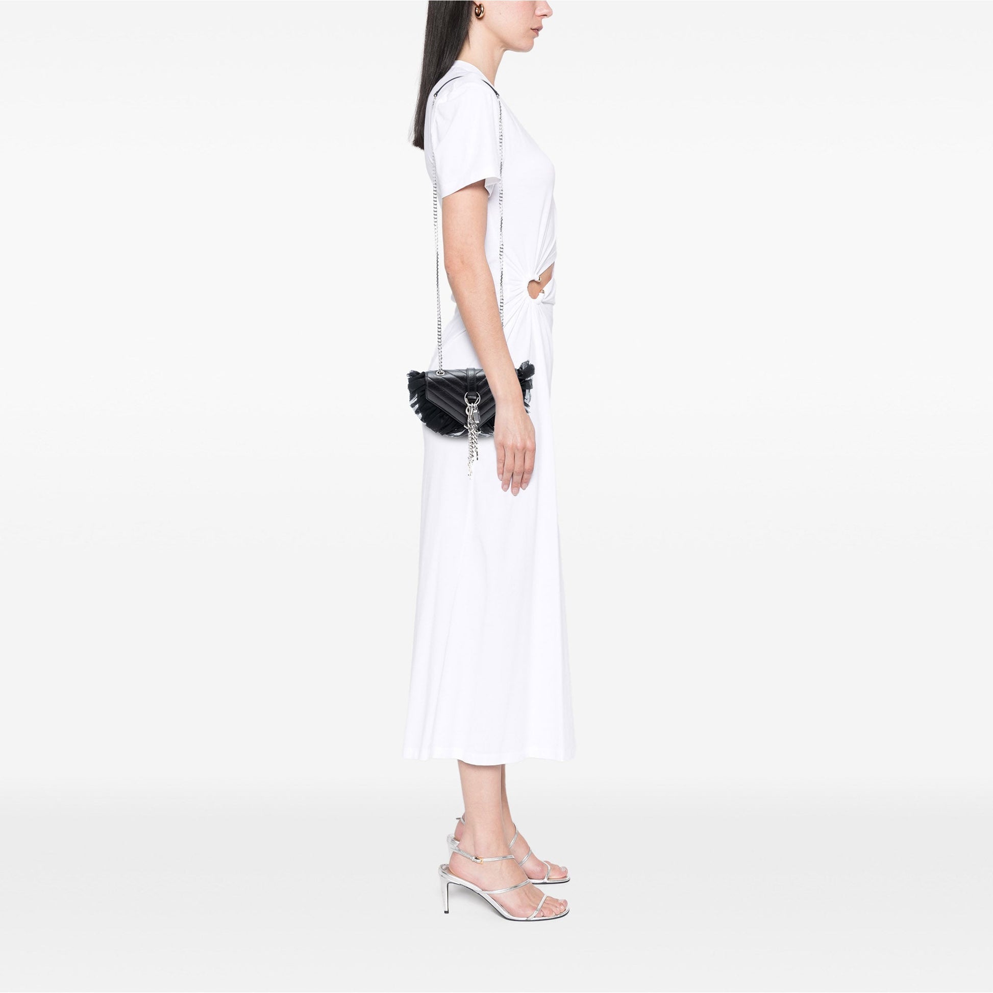 Saint Laurent Baby Goatskin Tulle Chevron Monogram Classic Punk Chain Bag