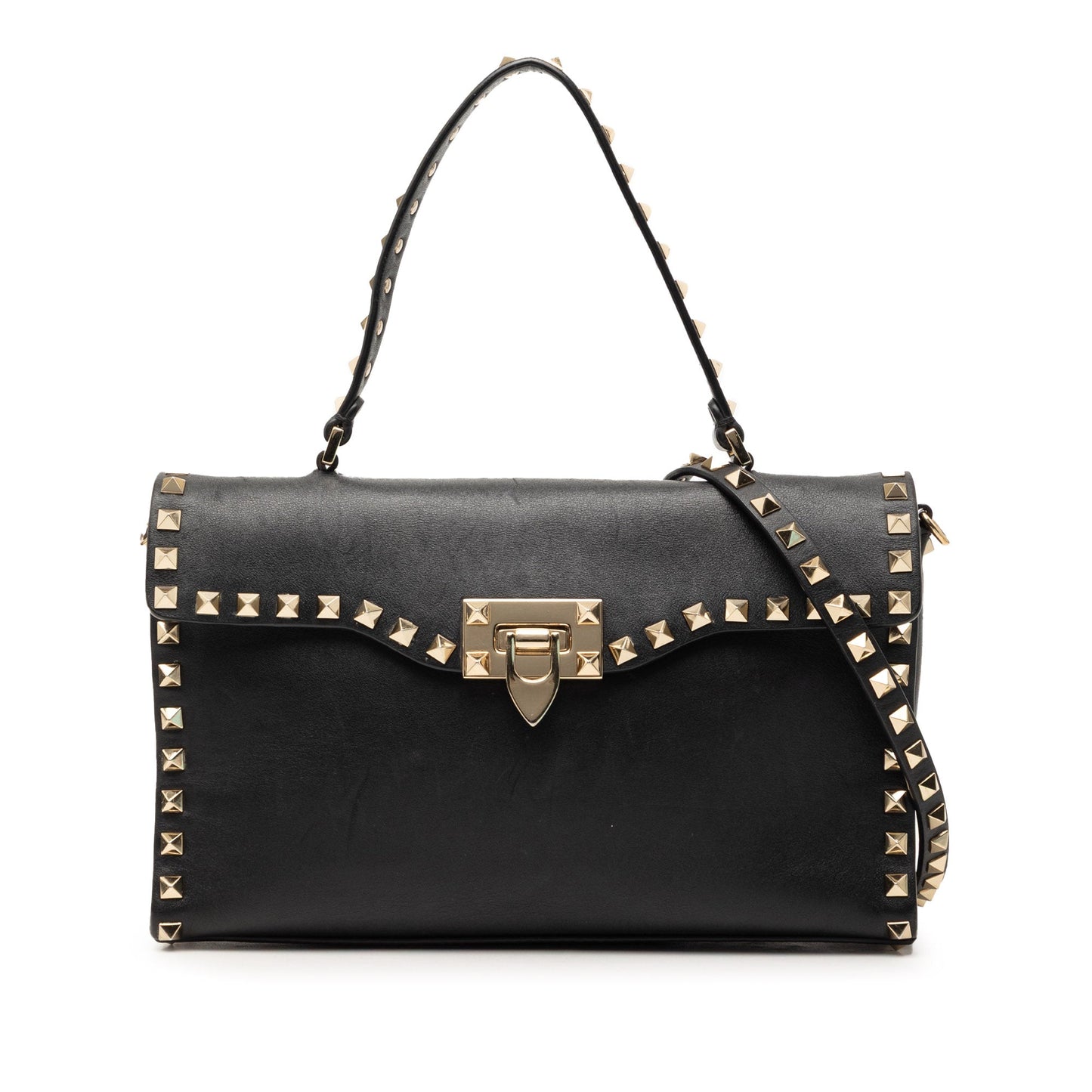Small Leather Rockstud Single Handle Flap