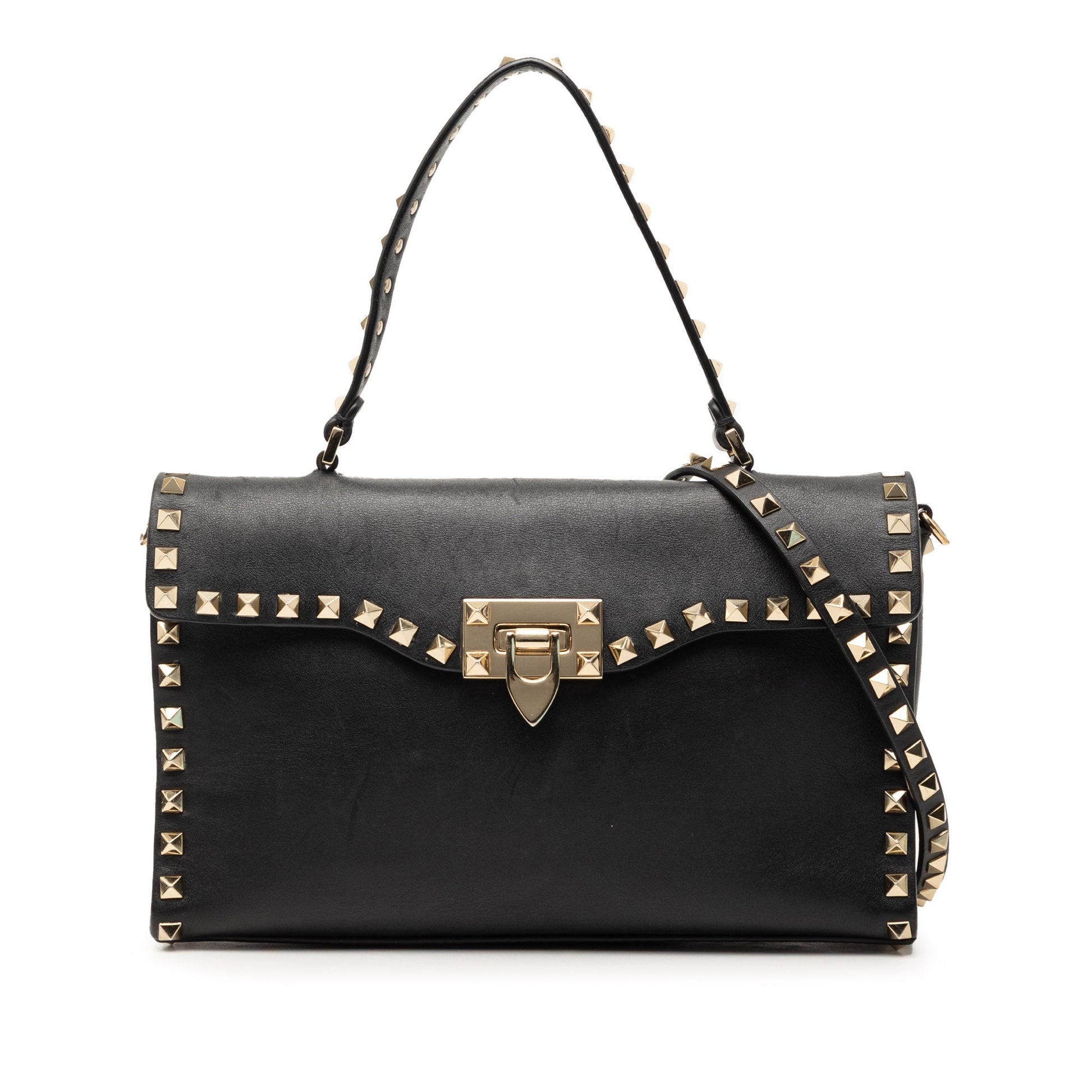 Small Leather Rockstud Single Handle Flap