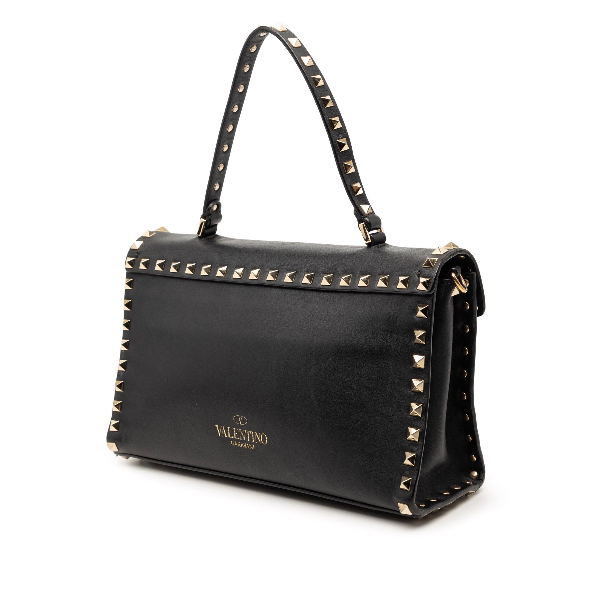 Small Leather Rockstud Single Handle Flap
